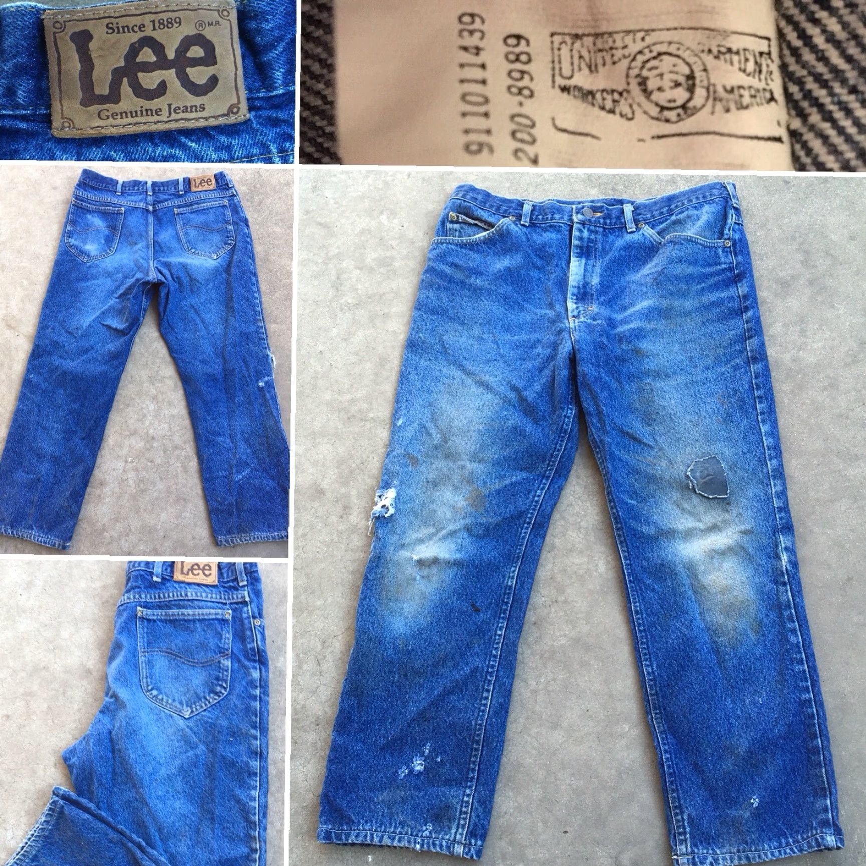 Lee VINTAGE Lee Jeans Storm Rider Naturally Destroyed 38 X 32 USA Denim Blue 1980s 90s Mens Jeans Size US 36 / EU 52 - 3 Thumbnail