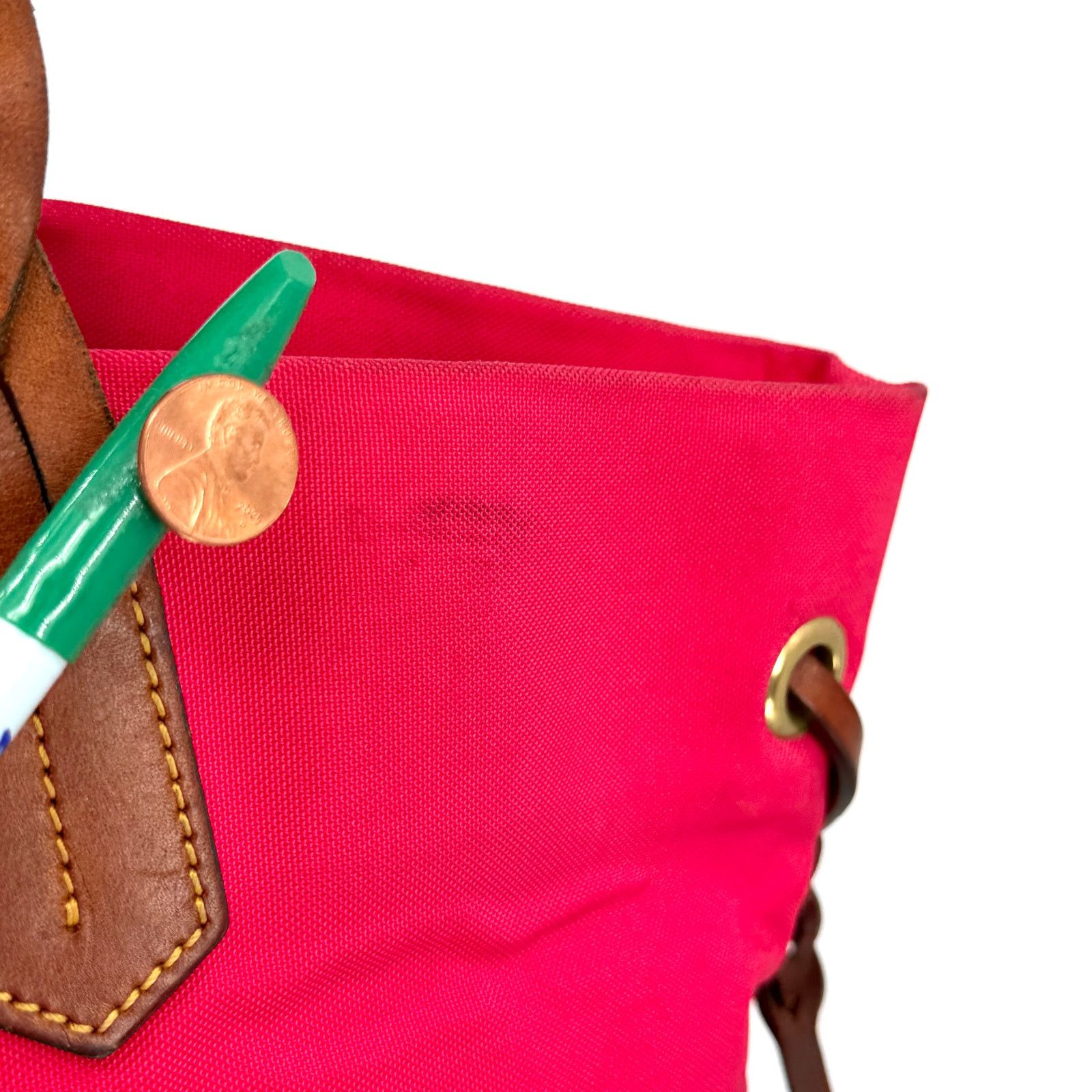 Dooney & Bourke Neon Pink Canvas Shopper Braided Leather Tote Bag Size ONE SIZE - 10 Thumbnail