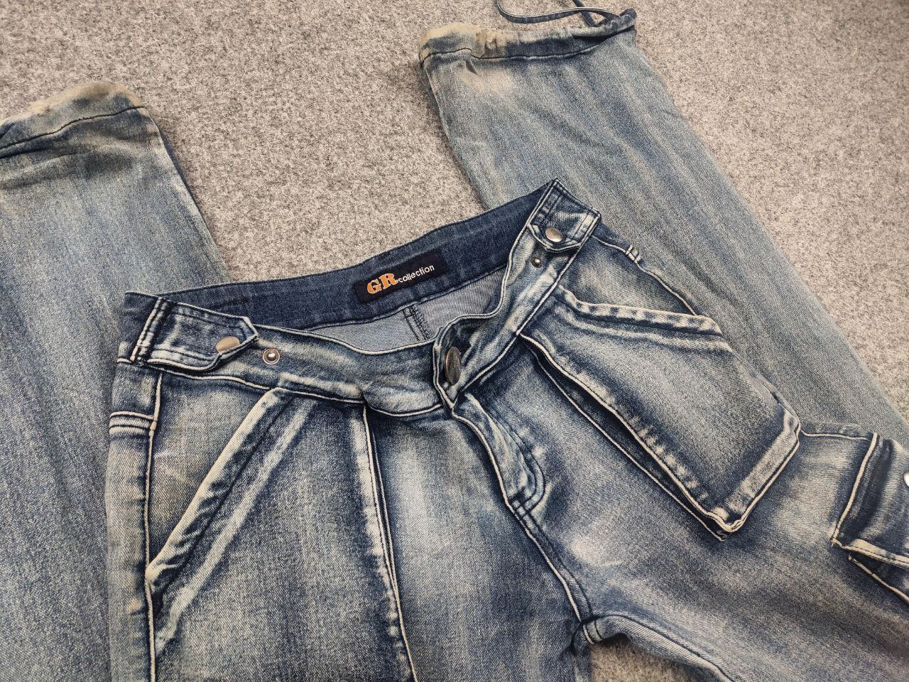 Le Grande Bleu (L.G.B.) GR Vintage Faded Y2K lGB Y2K Opium Style Cargo Flared Jeans Size 30" / US 8 / IT 44 - 13 Thumbnail
