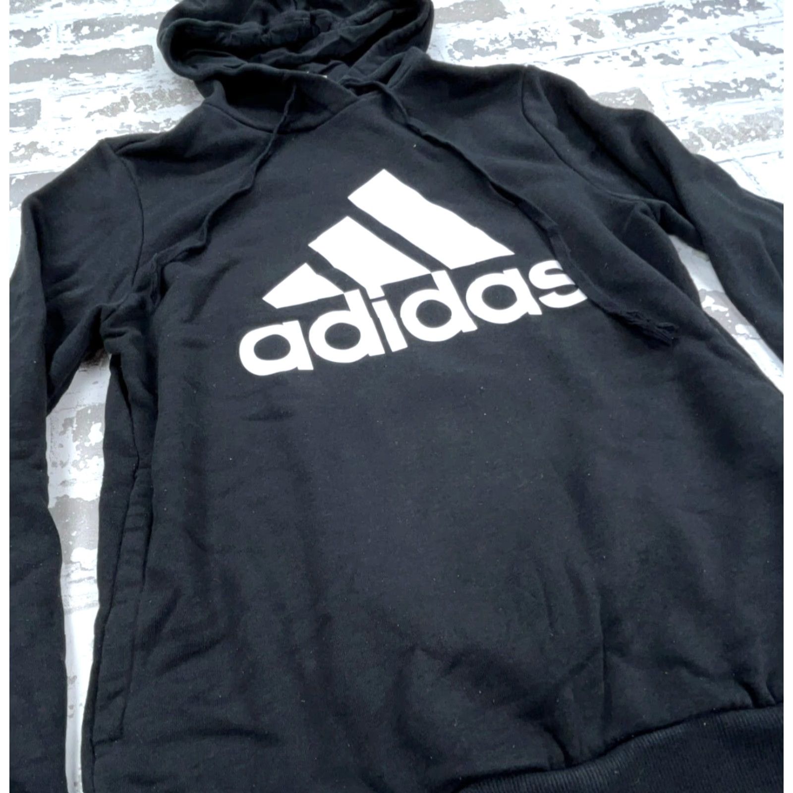 Adidas Adidas Hoodie Women Medium Black White Sweatshirt Spell Out Pullover Size M / US 6-8 / IT 42-44 - 3 Thumbnail