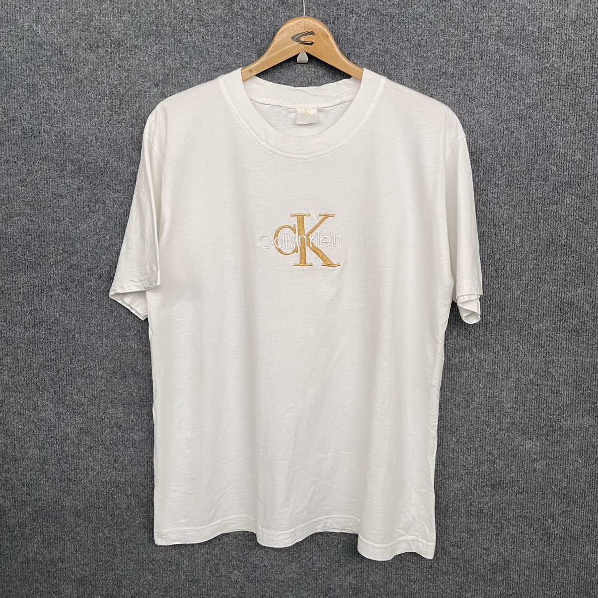 Vintage Vintage 1990s Calvin Klein CK Embroidery Logo Boot T Shirt Size US M / EU 48-50 / 2 - 1 Thumbnail