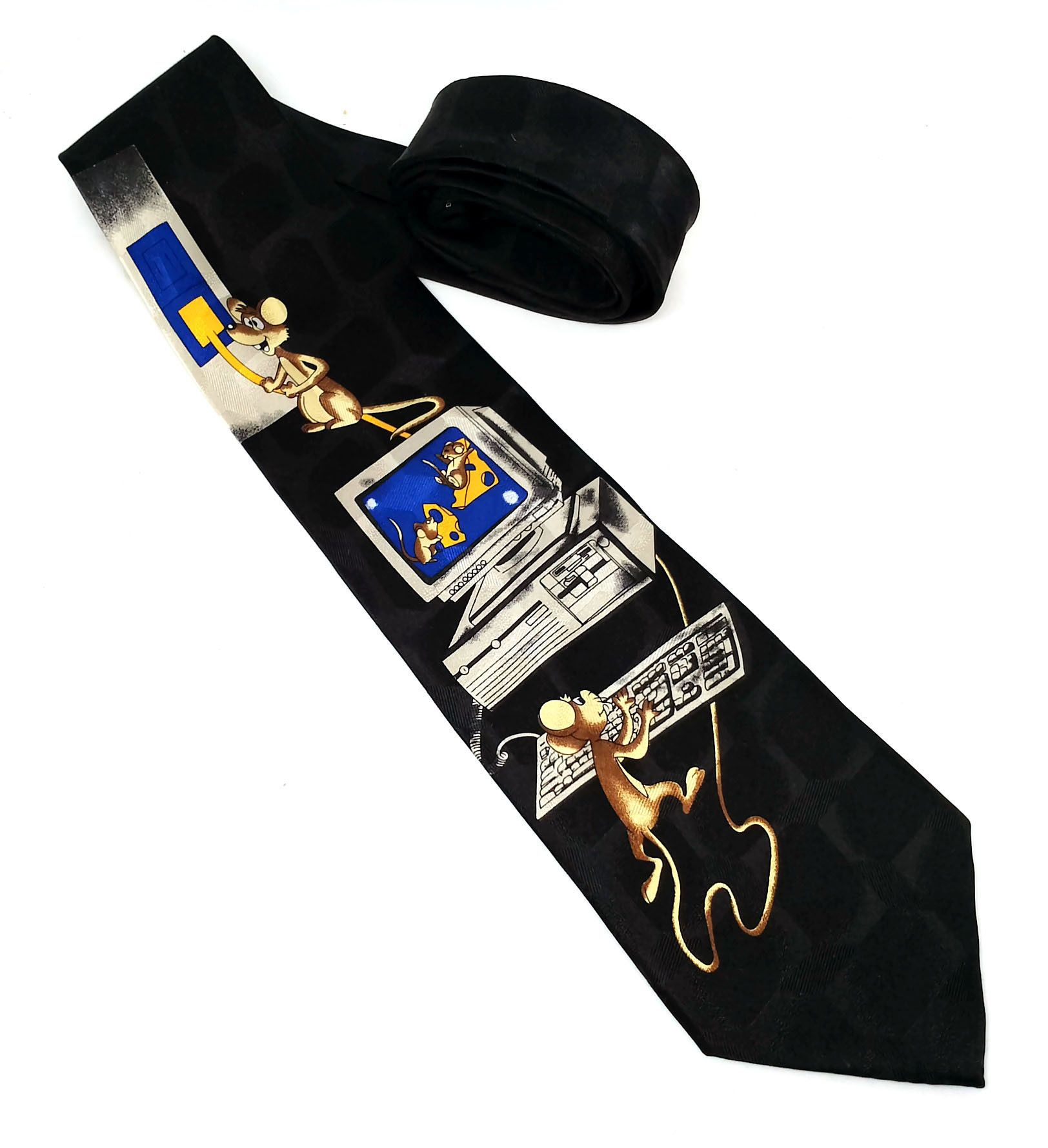 Other Vintage 90s Geek Silk Tie Scruff of the Neck England Size ONE SIZE - 4 Thumbnail