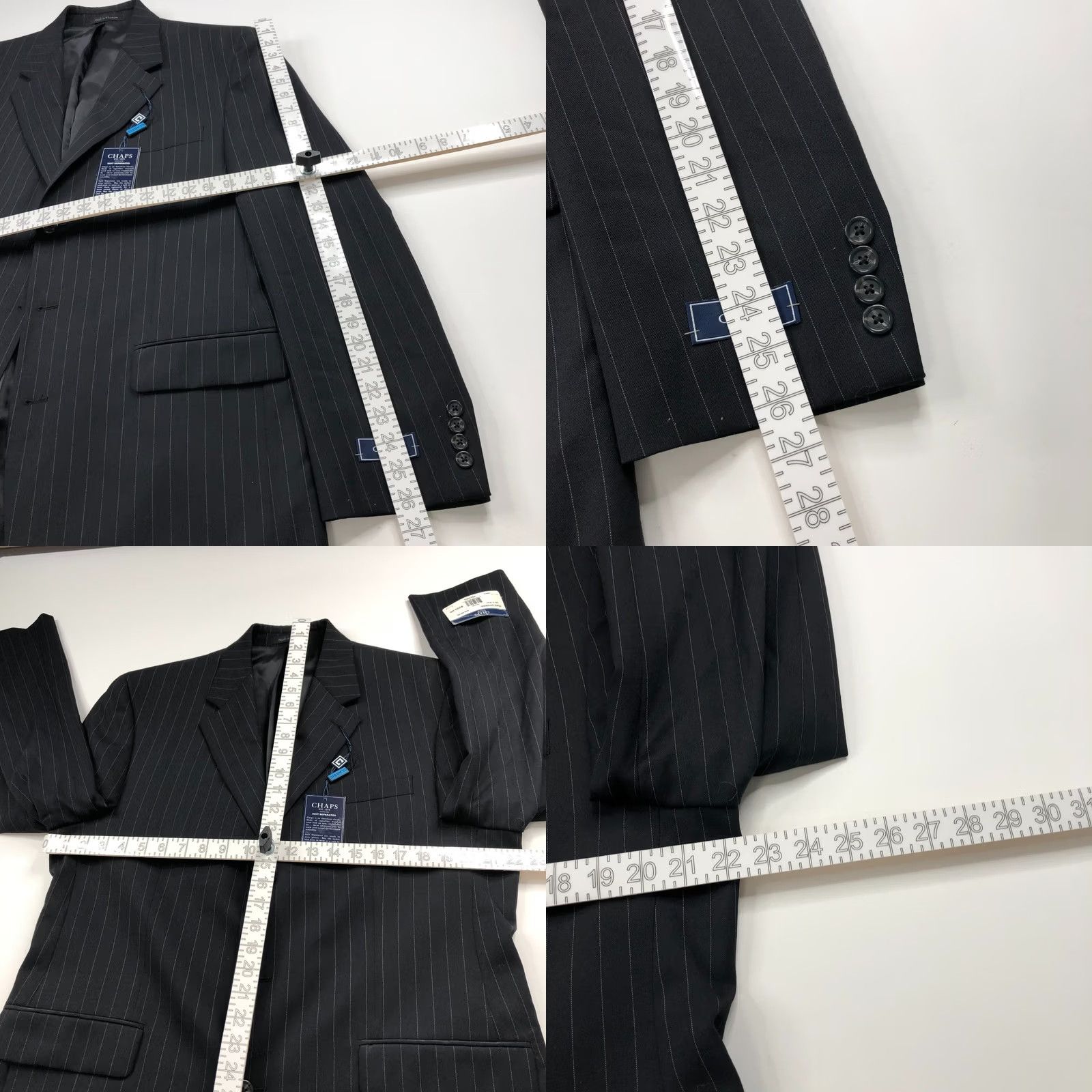 Chaps Chaps Suit Jacket Navy Pinstripe Wool 42 Long Wool Read Mens Coat & Suit Jacket With Inner Pockets Size 42R - 8 Thumbnail