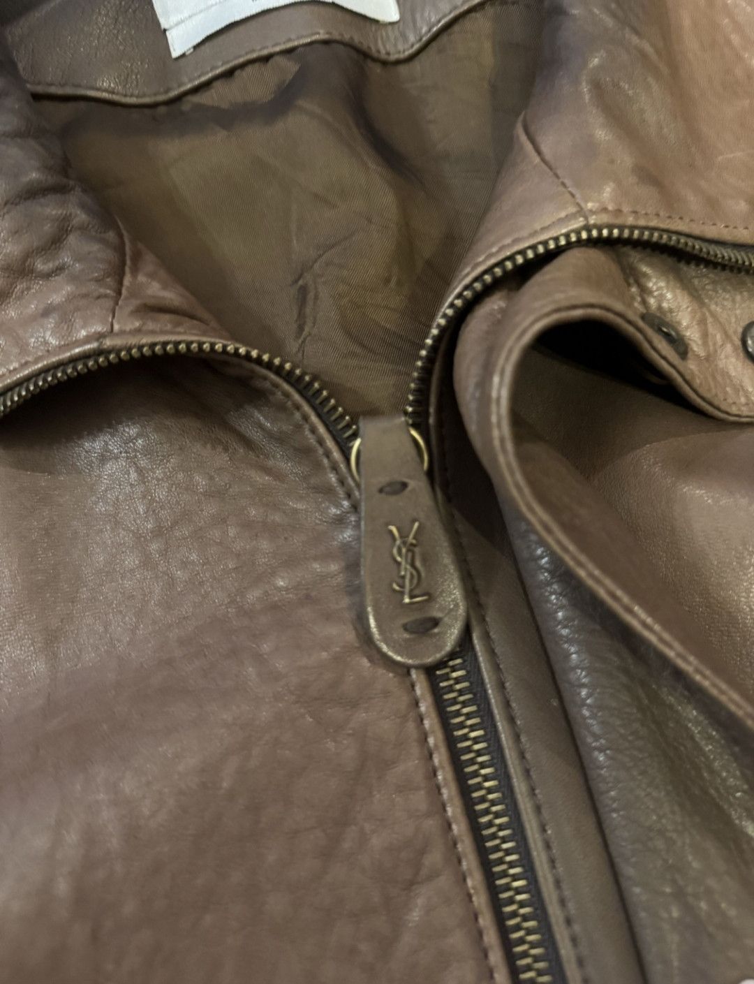 Yves Saint Laurent Yves Saint Laurent Leather Brown Jacket Hedi Size US L / EU 52-54 / 3 - 3 Thumbnail