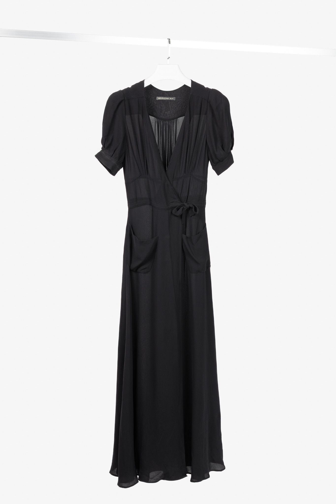 Balenciaga Balenciaga Black Silk-Crepe Wrap Maxi Dress Size S / US 4 / IT 40 - 1 Thumbnail