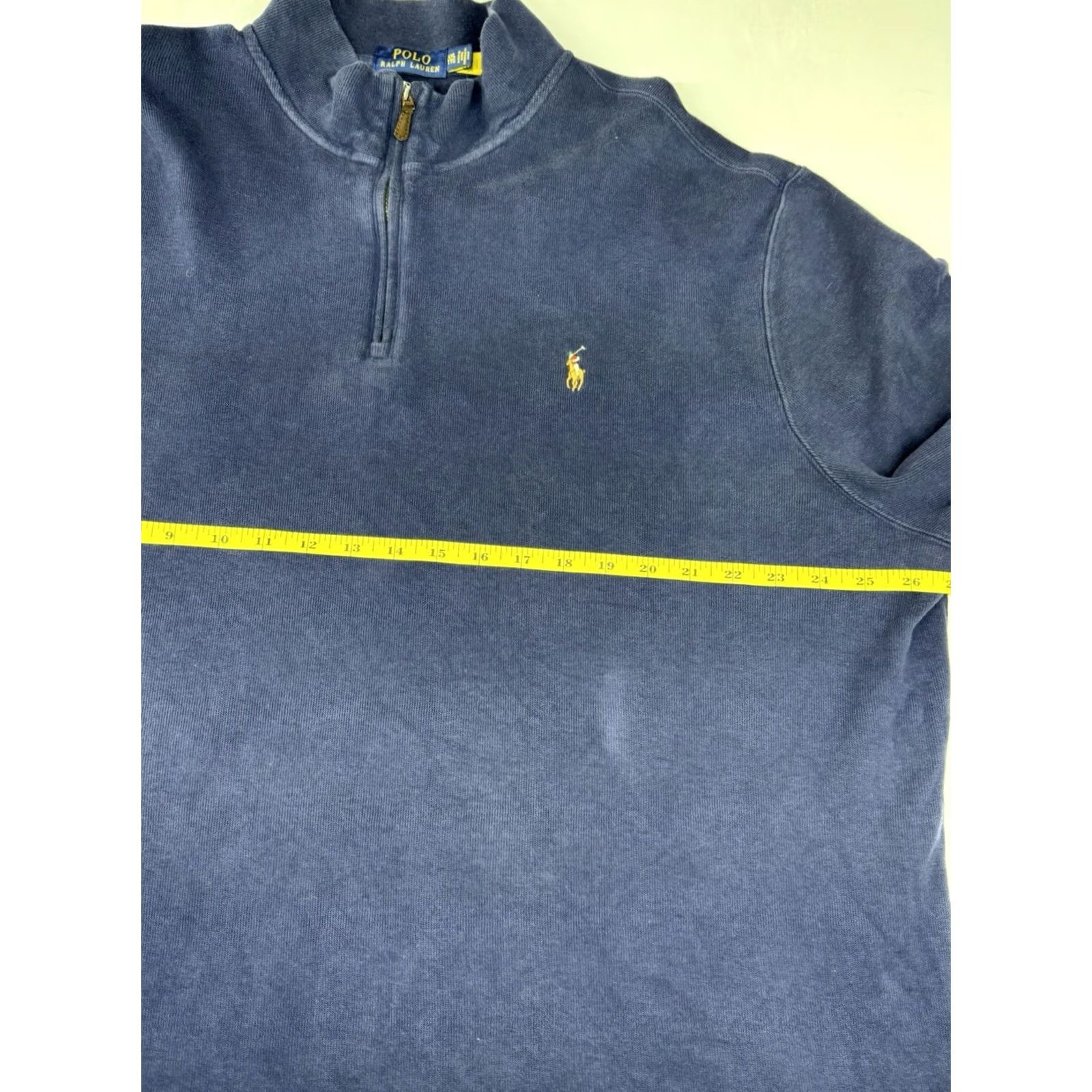 Polo Ralph Lauren Polo Ralph Lauren Blue Estate-Rib Cotton 1/4 Zip Pullover Flesh Pony XXL Mens Size US XXL / EU 58 / 5 - 5 Thumbnail