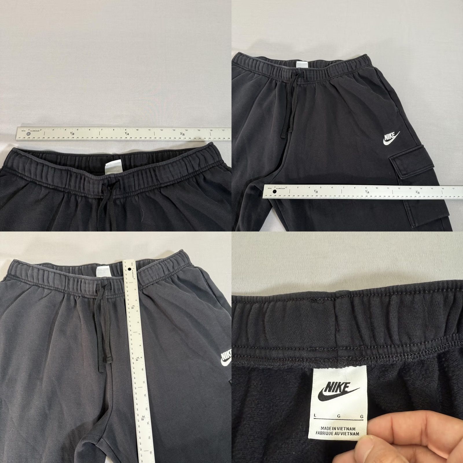 Nike Nike Pants Mens Large Black Fleece Cargo Joggers Sweatpants Pockets Size US 33 - 8 Thumbnail