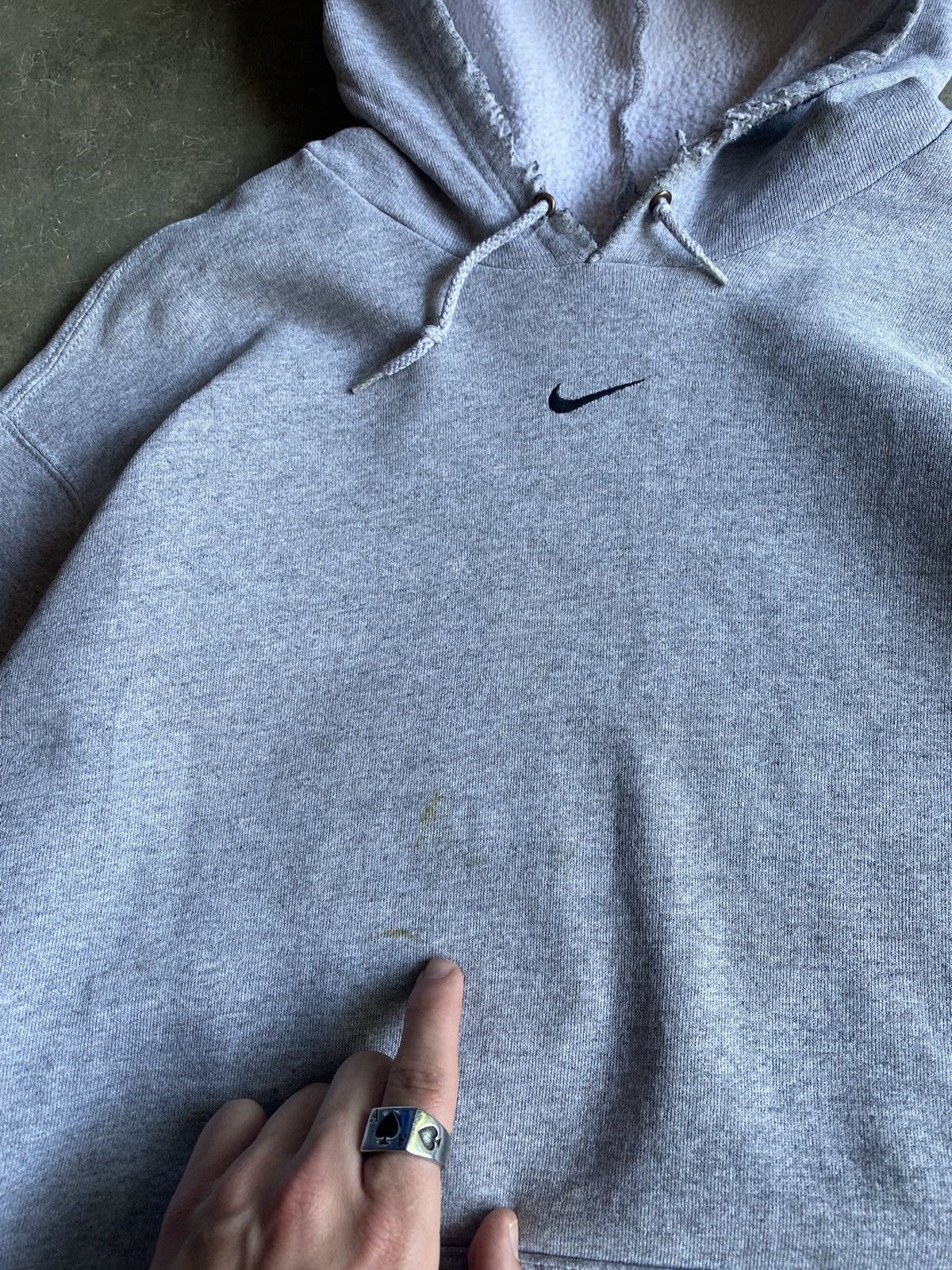 Nike Y2K Nike Center Swoosh Distressed Hoodie Size US XL / EU 56 / 4 - 4 Thumbnail