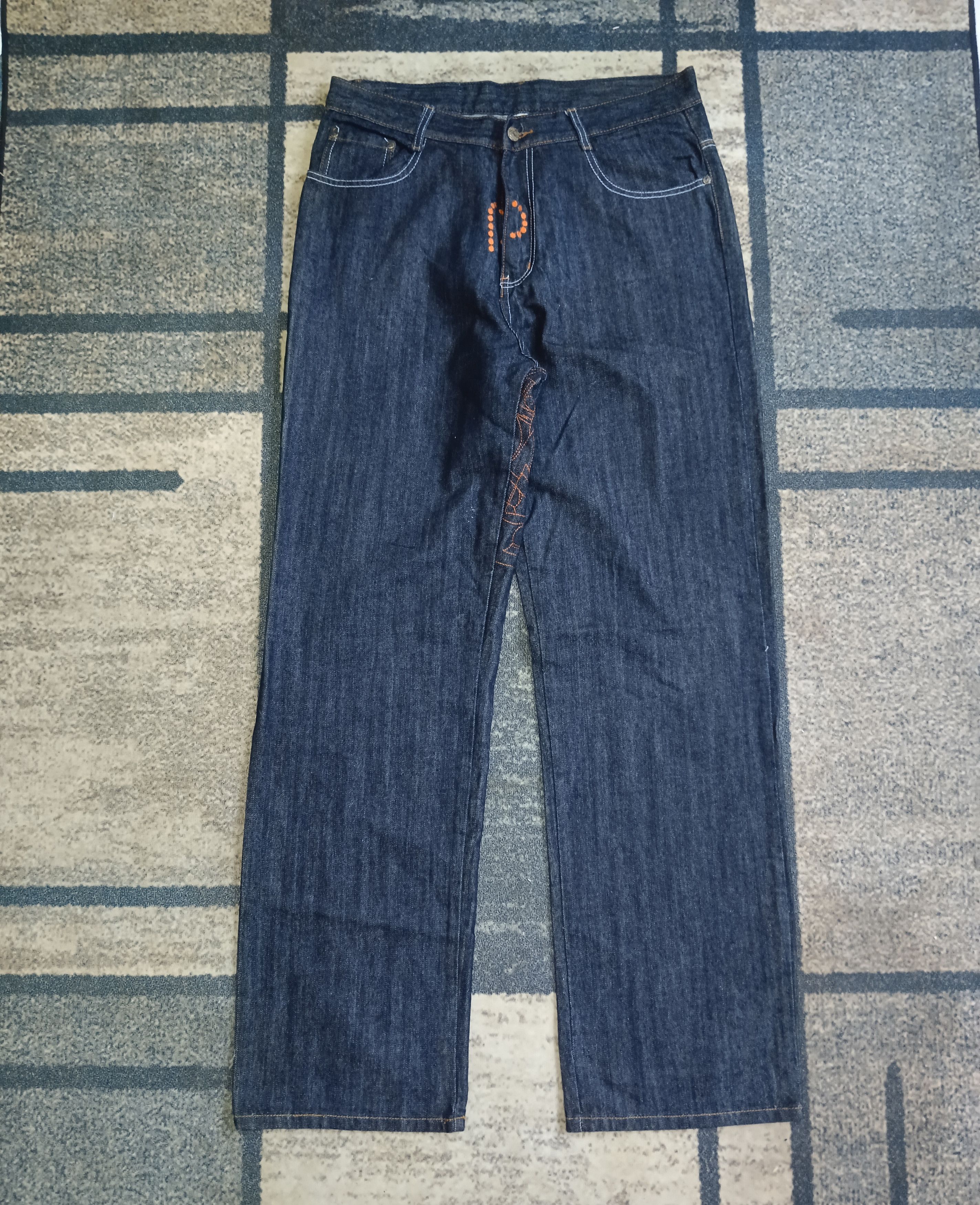 Japanese Brand TRENDING WIDE PANTS🔥 PANISH STITCH ABSTRACT DENIM Size US 34 / EU 50 - 2 Thumbnail