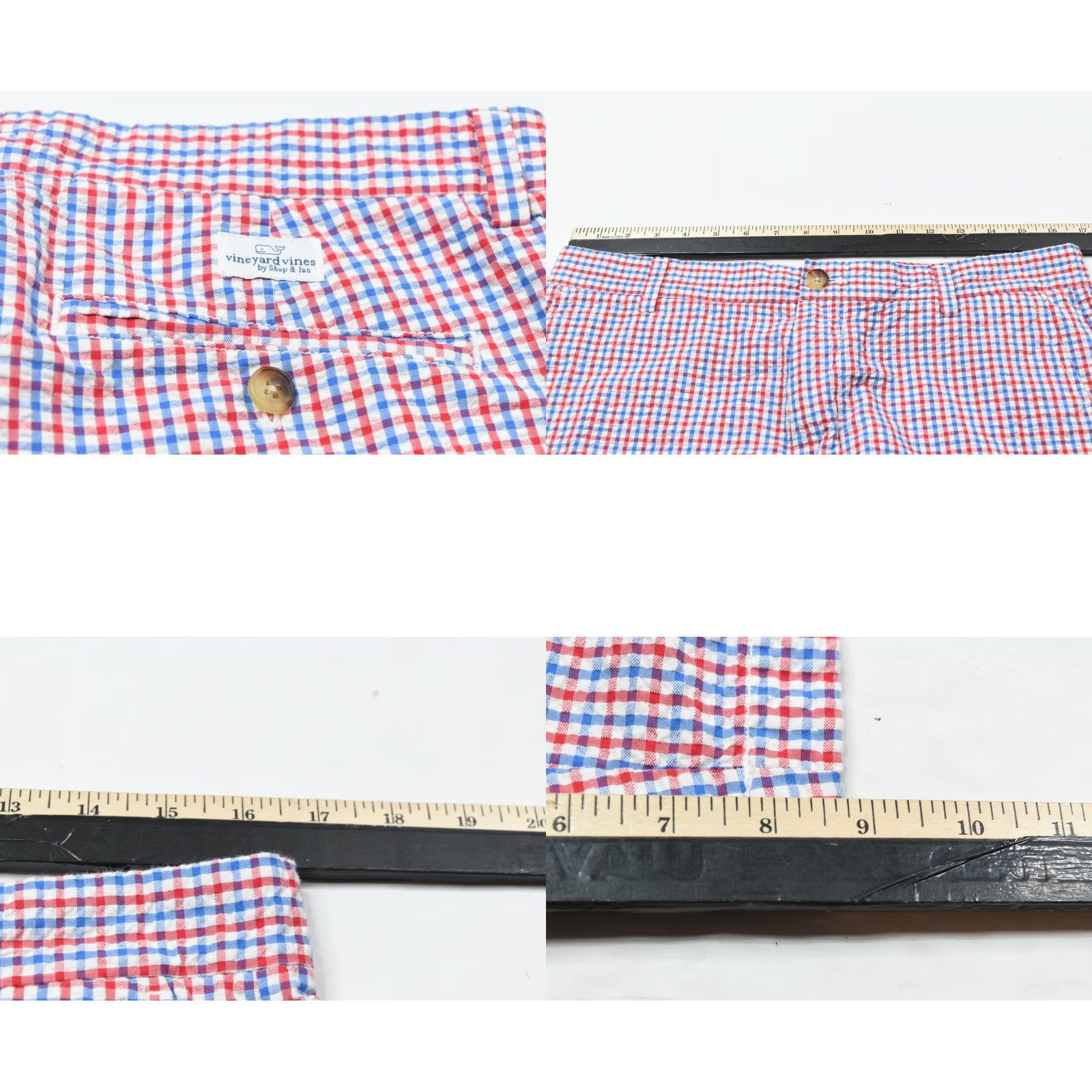 Vineyard Vines VINEYARD VINES Breaker Seersucker Shorts Red Blue Plaid 9" Cotton Mens 32 Regular Zip Pockets Chino Spring Summer Casual Travel Mens Size US 32 / EU 48 - 8 Thumbnail