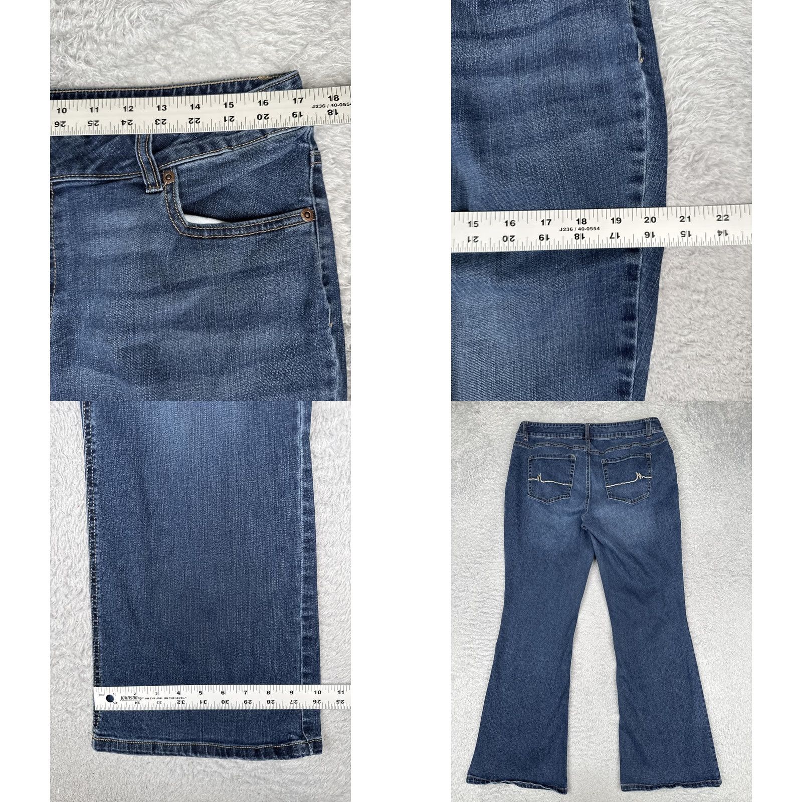 Vintage Maurices M Jeans Bootcut Jeans Womens 16W Mid Rise Stretch 34x31 Medium Blue Wash Embroidered 5-Pocket Denim Recycled? Size 38" / US 16 / IT 52 - 9 Thumbnail