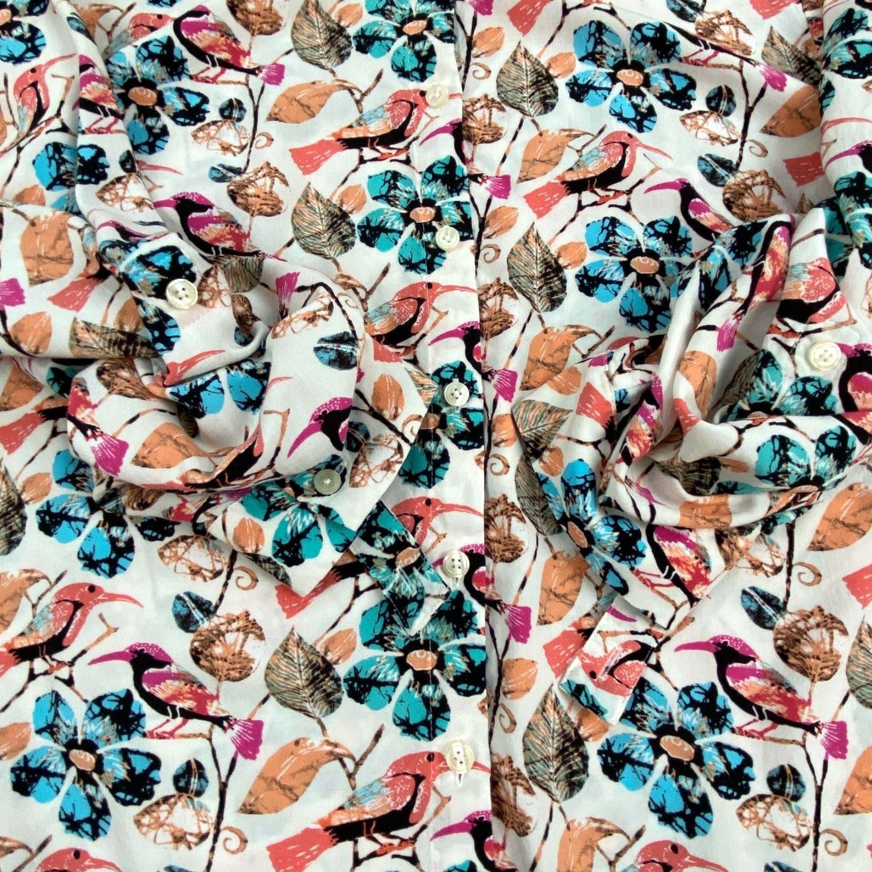 Talbots Talbots Women's Small Floral Button Up Shirt Multicolor Long Sleeve Roll Tab Sleeves Casual Size S / US 4 / IT 40 - 6 Thumbnail