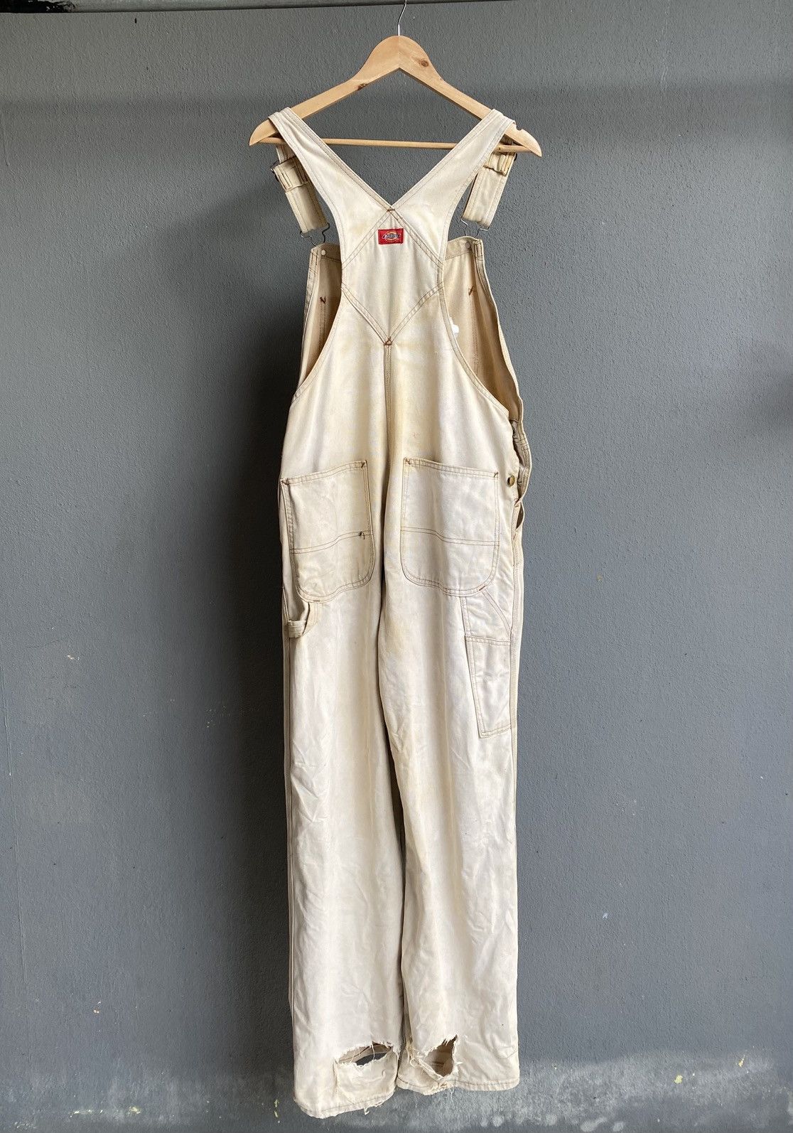 Dickies Vintage Dickies Workwear Overalls - Distressed Cream Size US 32 / EU 48 - 4 Thumbnail