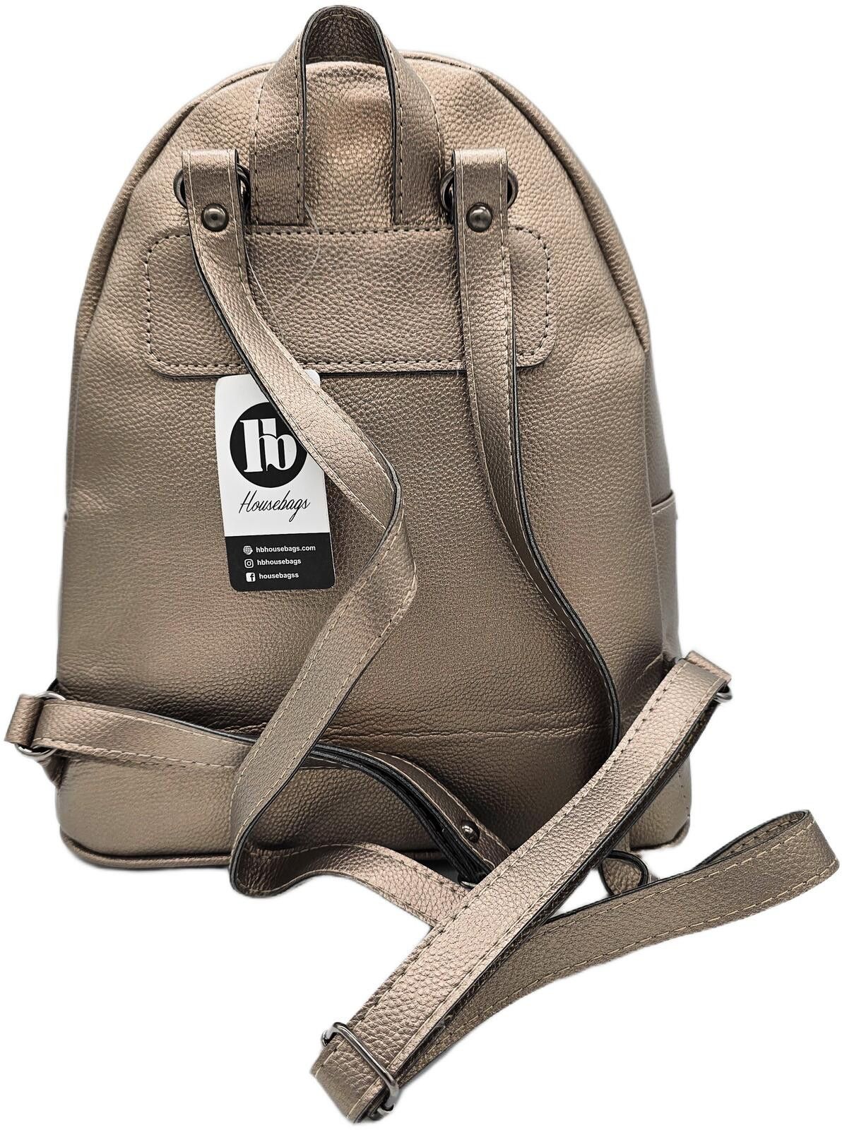 Other Metallic Taupe Backpack with Front Zipper Pocket Size ONE SIZE - 2 Thumbnail