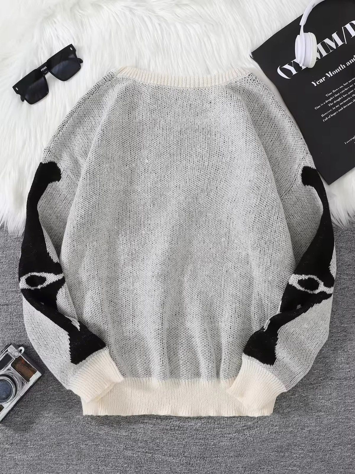 Japanese Brand Skaleton Round Neck Knitted Pullover Size US XL / EU 56 / 4 - 2 Thumbnail