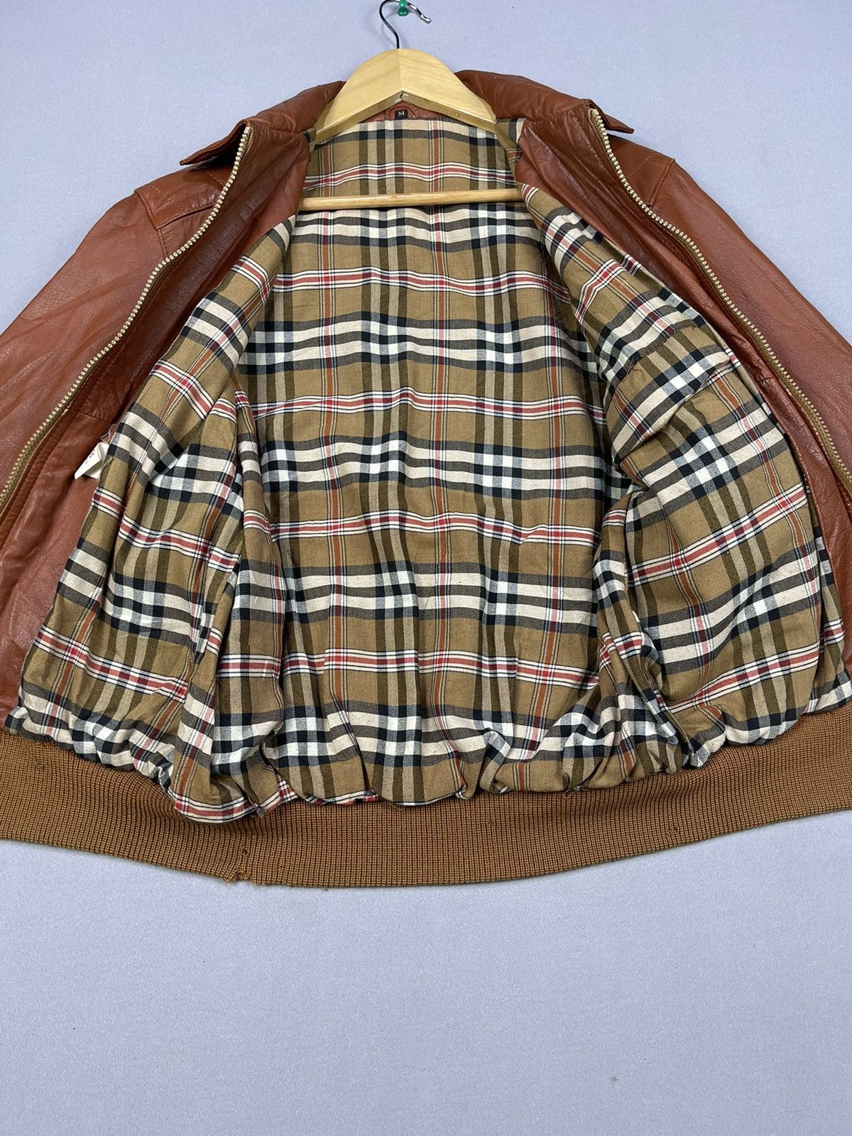 Japanese Brand VINTAGE LEATHER JACKET NOVA CHECK LINED Size US S / EU 44-46 / 1 - 10 Thumbnail