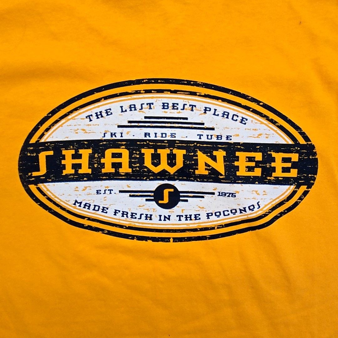 Hanes Vintage Shawnee Shirt Hanes M Ski Ride Tube Yellow Tee 90s Size US M / EU 48-50 / 2 - 2 Thumbnail