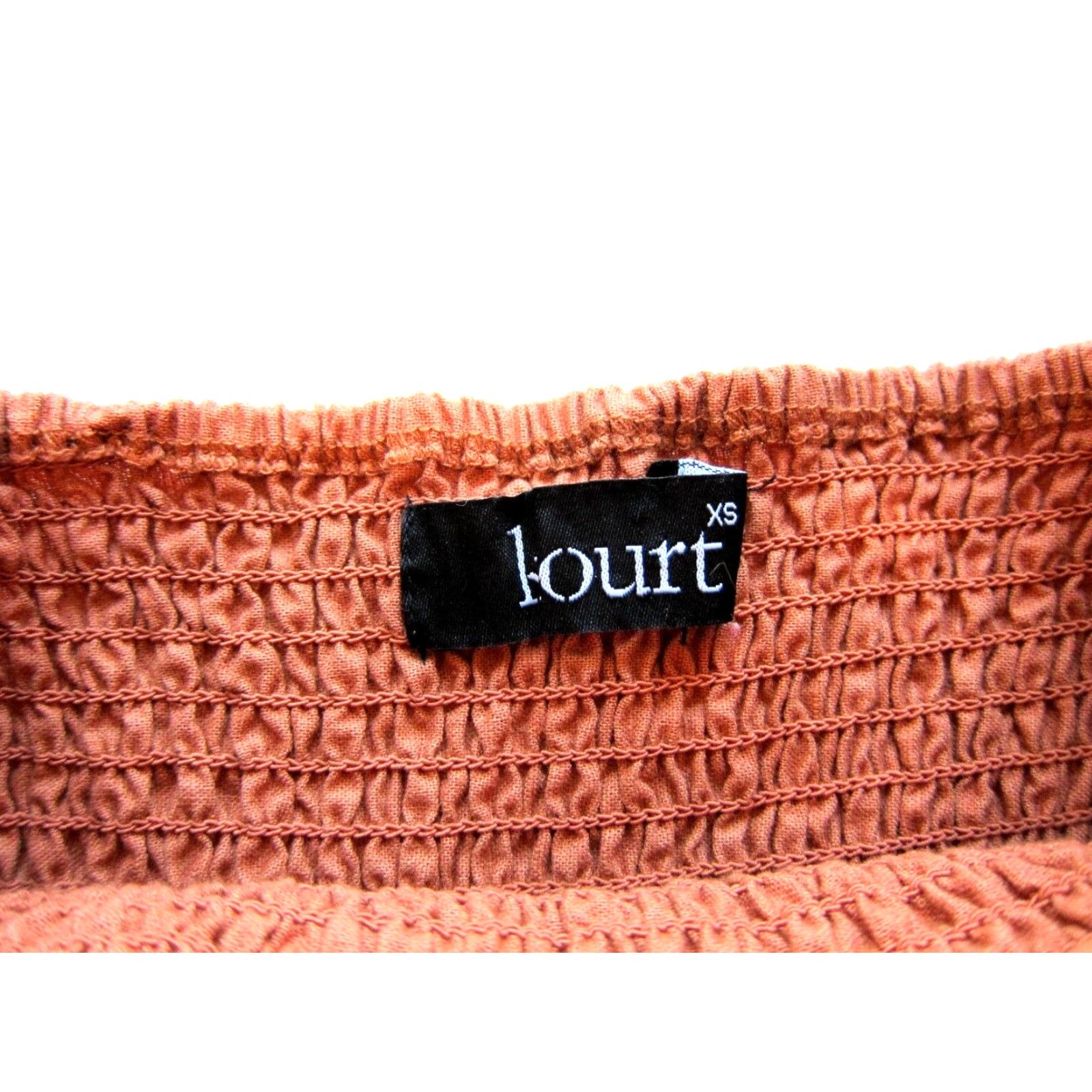 FLAX Kourt Flax Cotton Rust Orange Off Shoulder 3/4 Sleeve Pocket Short Dress XS Size 26" / US 2 / IT 38 - 3 Thumbnail
