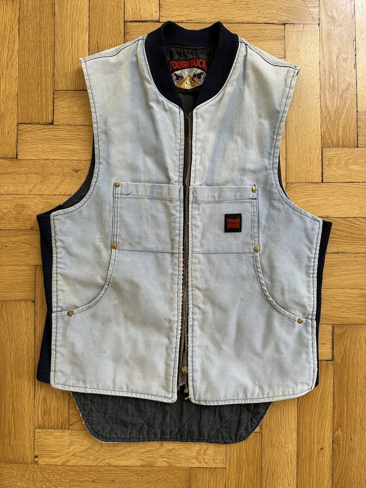 Vintage Tough Duck Made in Canada Faded Baby Blue Unisex Vest Size US S / EU 44-46 / 1 - 3 Thumbnail
