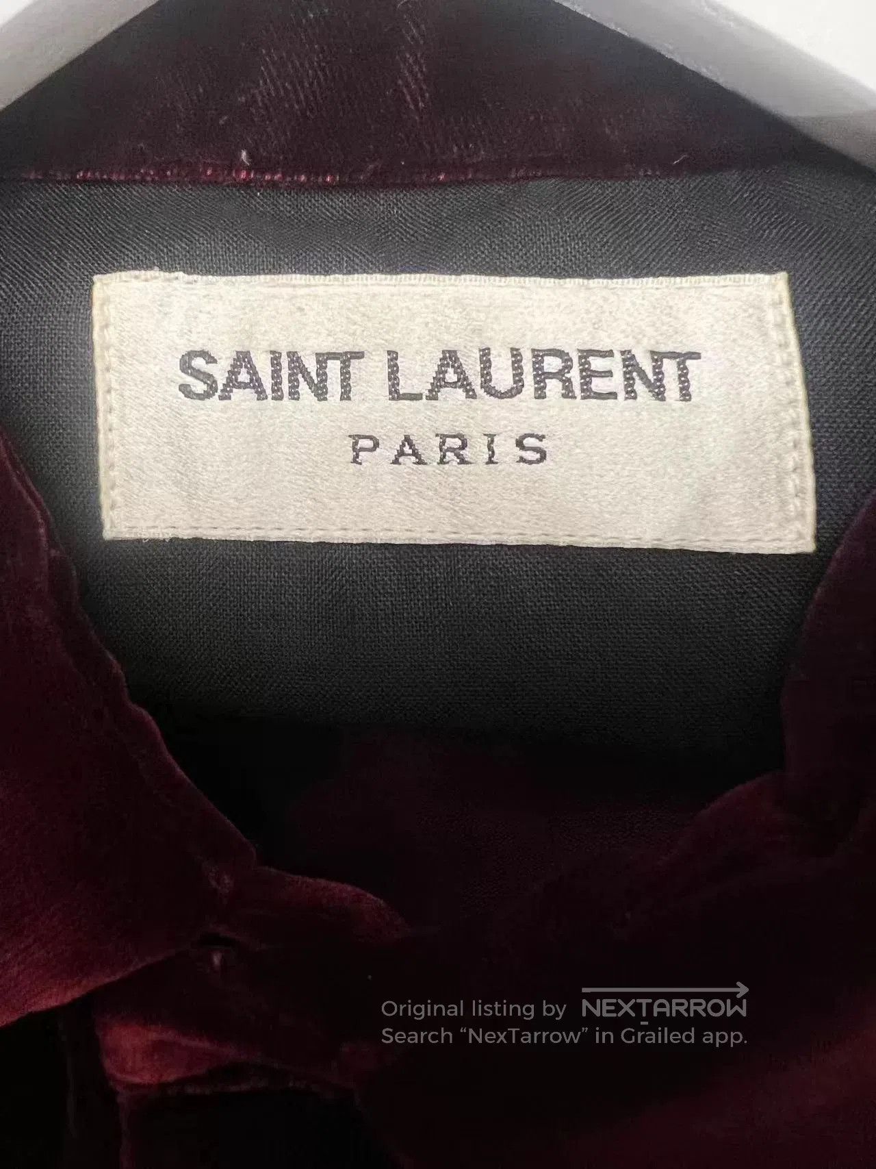 Saint Laurent Paris Saint Laurent Red Velvet Embroidered Shirt. Size US M / EU 48-50 / 2 - 7 Thumbnail