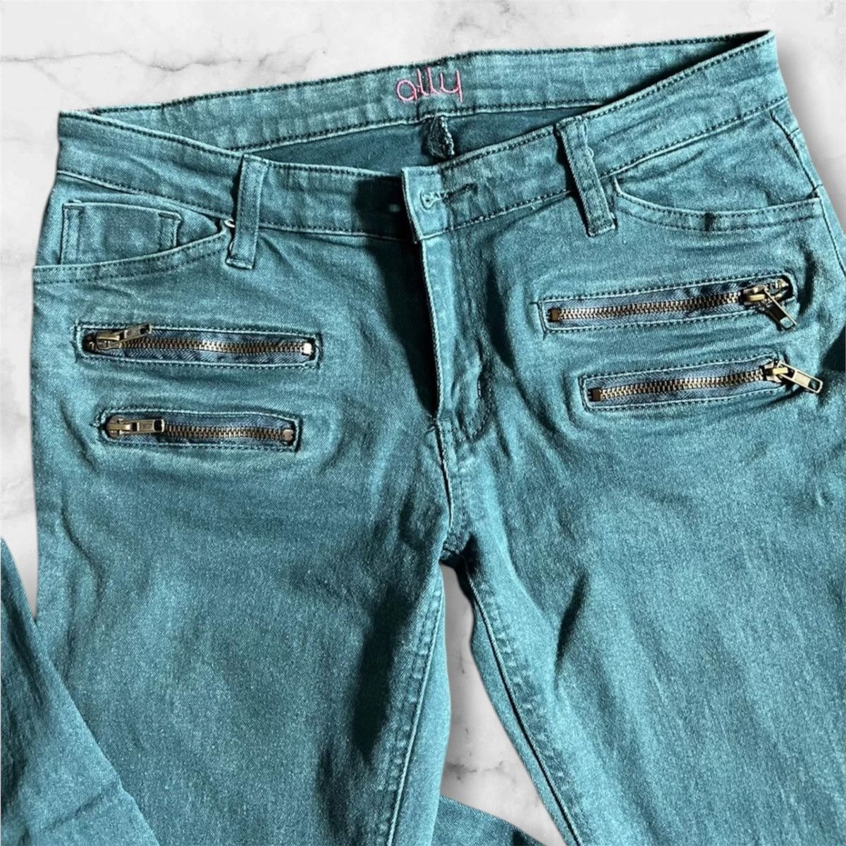 Other Ally Streetwear Green Zipper Jeans Size 12 Size 34" / US 12 / IT 48 - 3 Thumbnail
