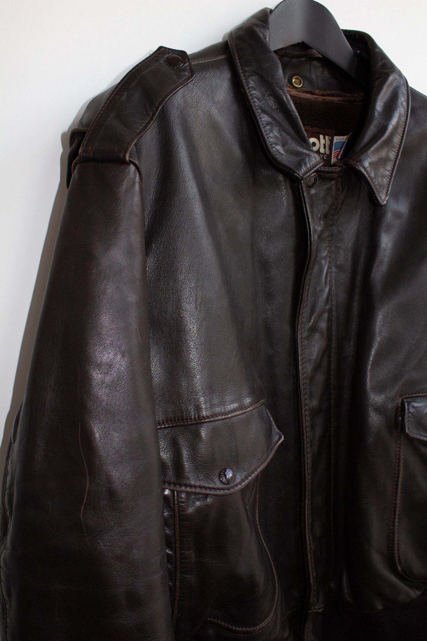 Schott Schott Leather Flight Jacket with Removable Lining - L Size US L / EU 52-54 / 3 - 4 Thumbnail