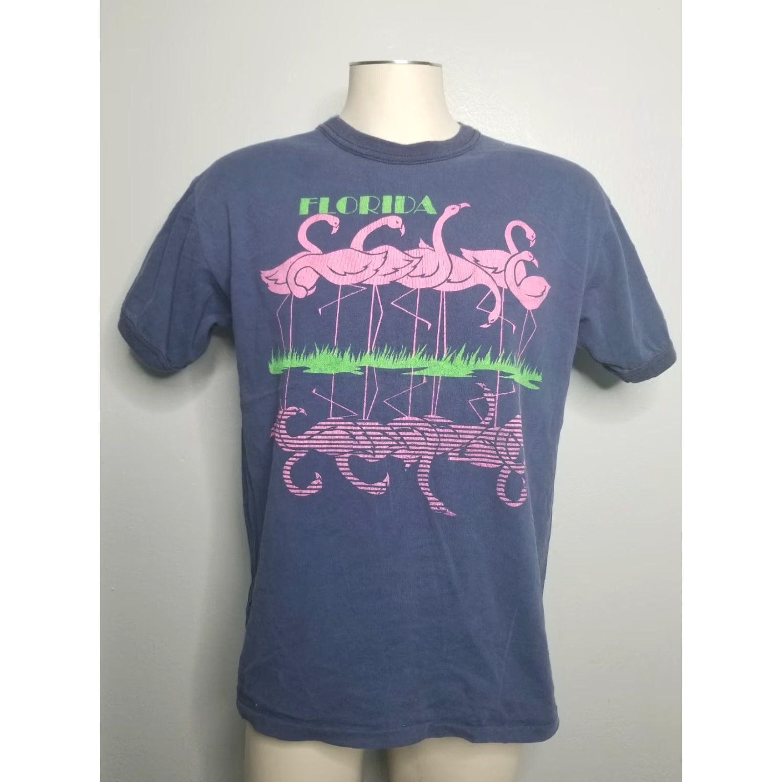 Vintage VINTAGE American Sportswear 70s Graphic Tee Mens L Blue Neon Flamingo Surf Beach Distressed USA Size US L / EU 52-54 / 3 - 2 Thumbnail