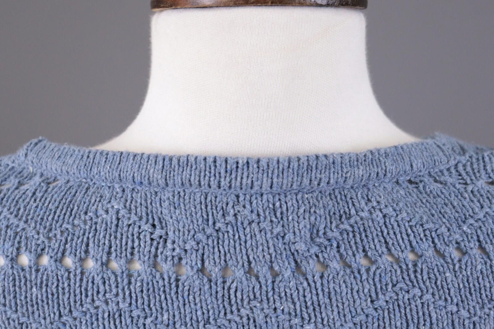 Designer Gudrun Sjoden Blue Lagenlook Crochet Knit Sweater Size S Size S / US 4 / IT 40 - 9 Thumbnail