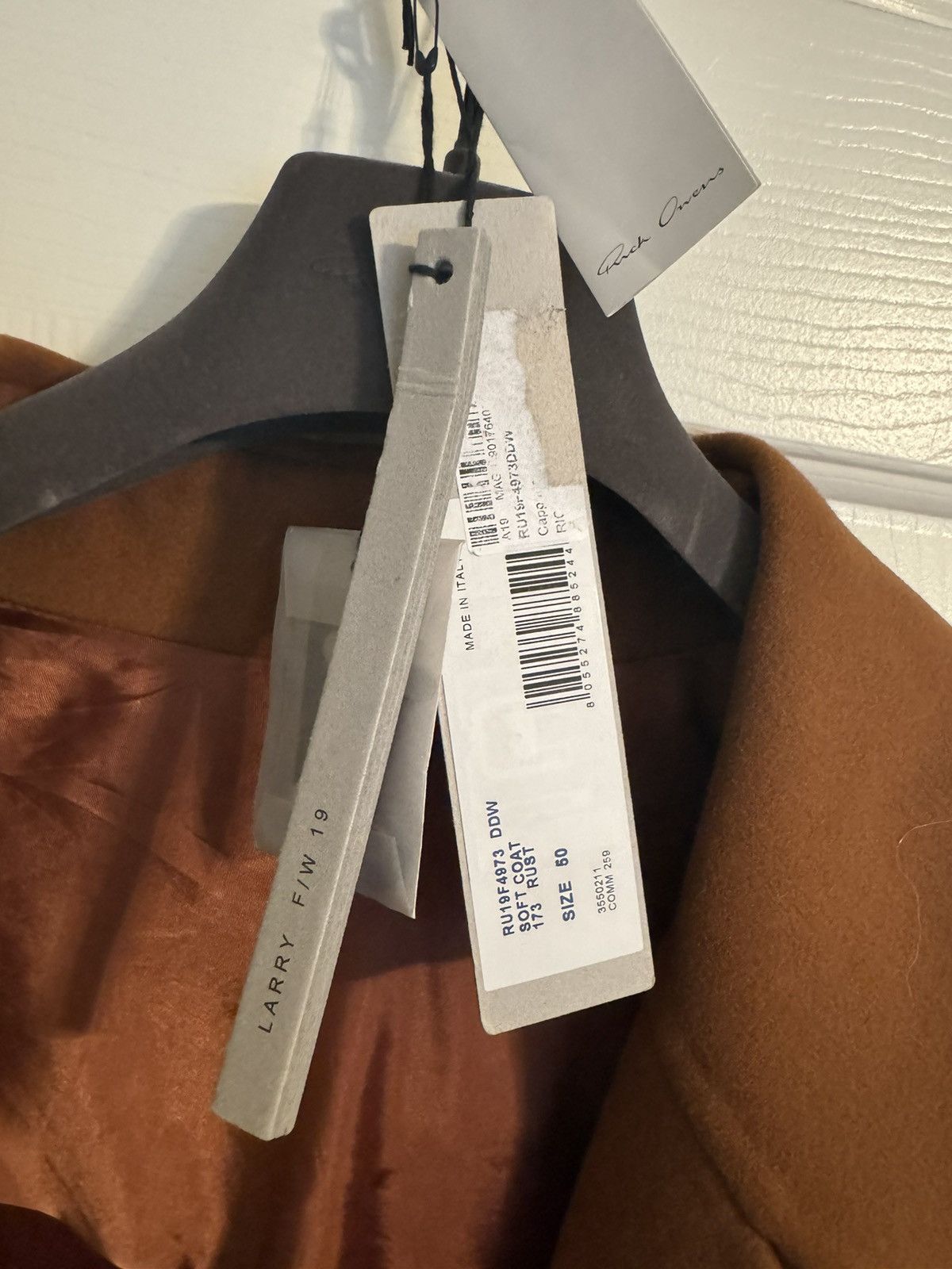 Rick Owens Rick Owens Larry Soft Coat in Rust - Brand New with Tags! Size US M / EU 48-50 / 2 - 8 Thumbnail