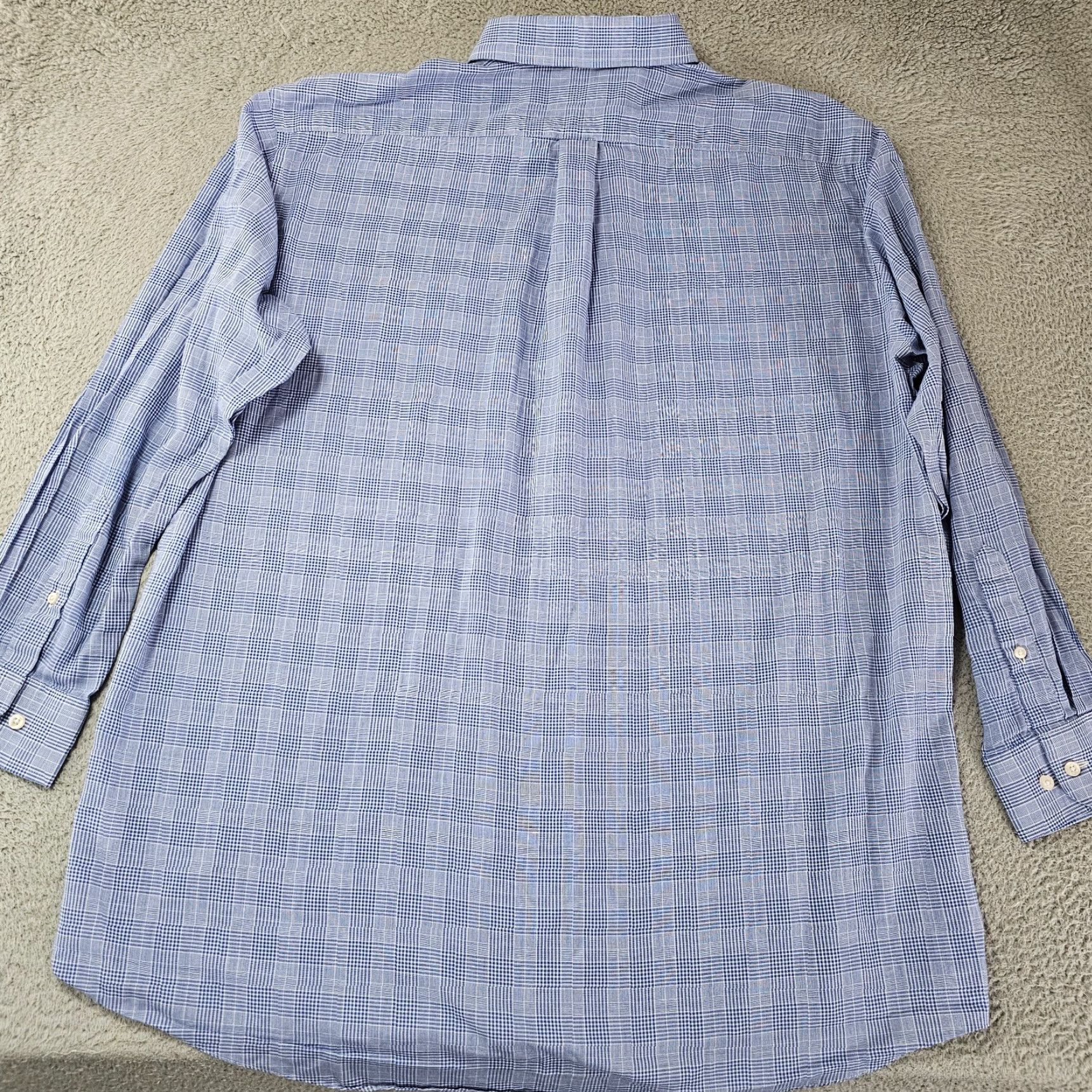 Stafford Stafford Dress Shirt Men's 18 34/35 Blue Check Travel Broadcloth Long Sleeve Shirt Size 48R - 7 Thumbnail