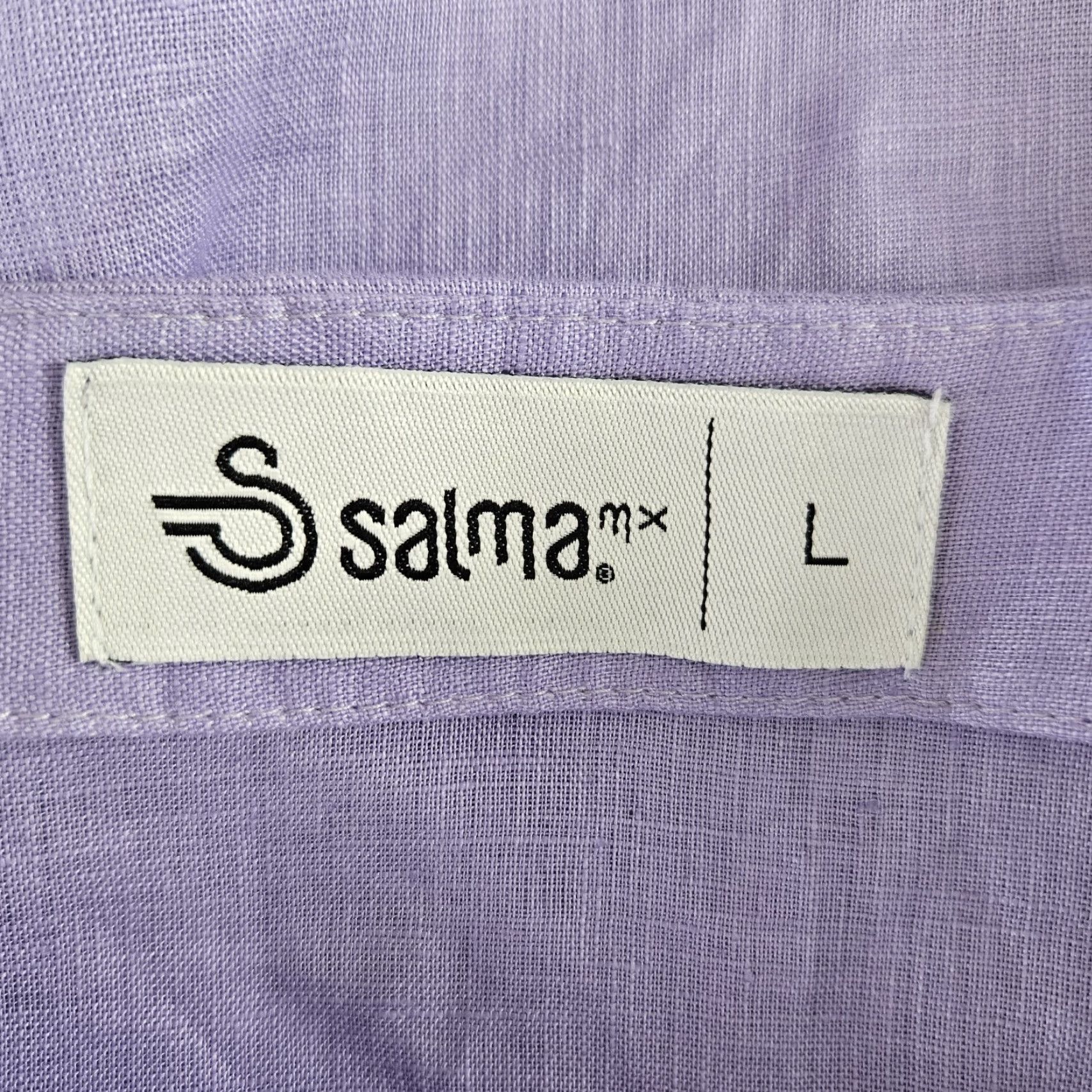 Vintage Salma Womens Linen Top Sz Large Purple Silver Embroidered Side Zip Split Sleeve Blouse Size L / US 10 / IT 46 - 7 Thumbnail