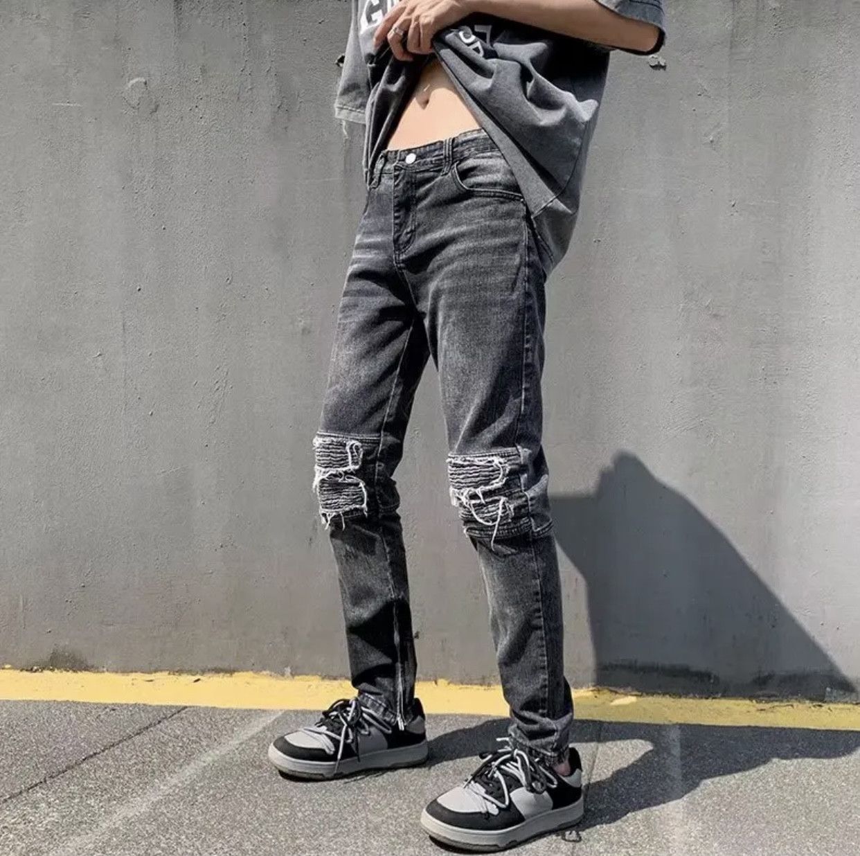 Japanese Brand Y2K Fashion Stretch Slim Ripped Jeans Size US 32 / EU 48 - 4 Thumbnail