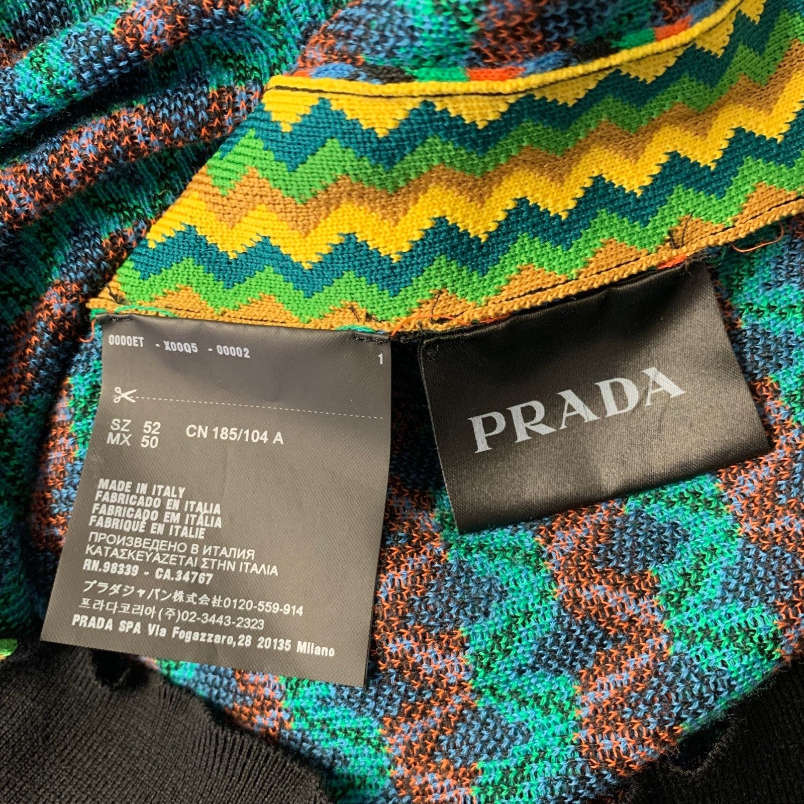 Prada PRADA Green Multi-Color Geometric Wool Poly Silk Sweater Size US L / EU 52-54 / 3 - 6 Thumbnail