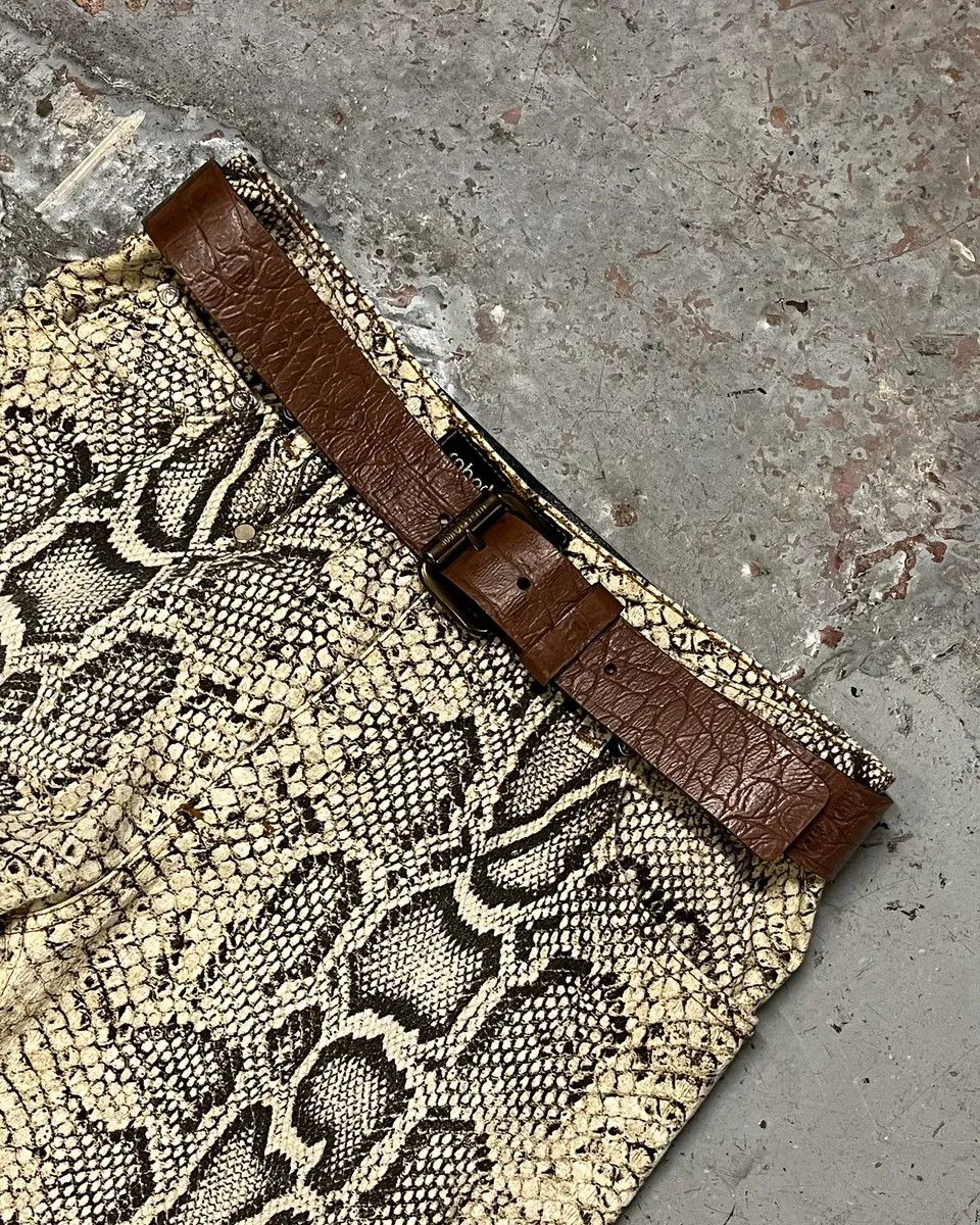 Designer × Roberto Cavalli × Vintage 2000s Roberto Cavalli Brown Crocodile Effect Embossed Leather Belt Size ONE SIZE - 1 Thumbnail