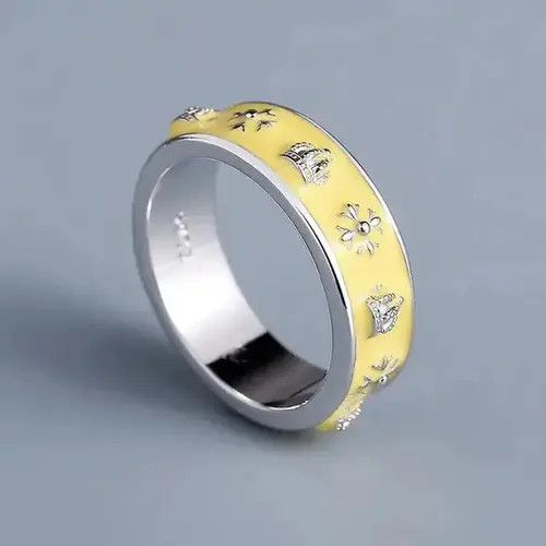 Japanese Brand × Jewelry × Vintage Creative Handmade Yellow Enamel Heart Ring Size ONE SIZE - 1 Thumbnail