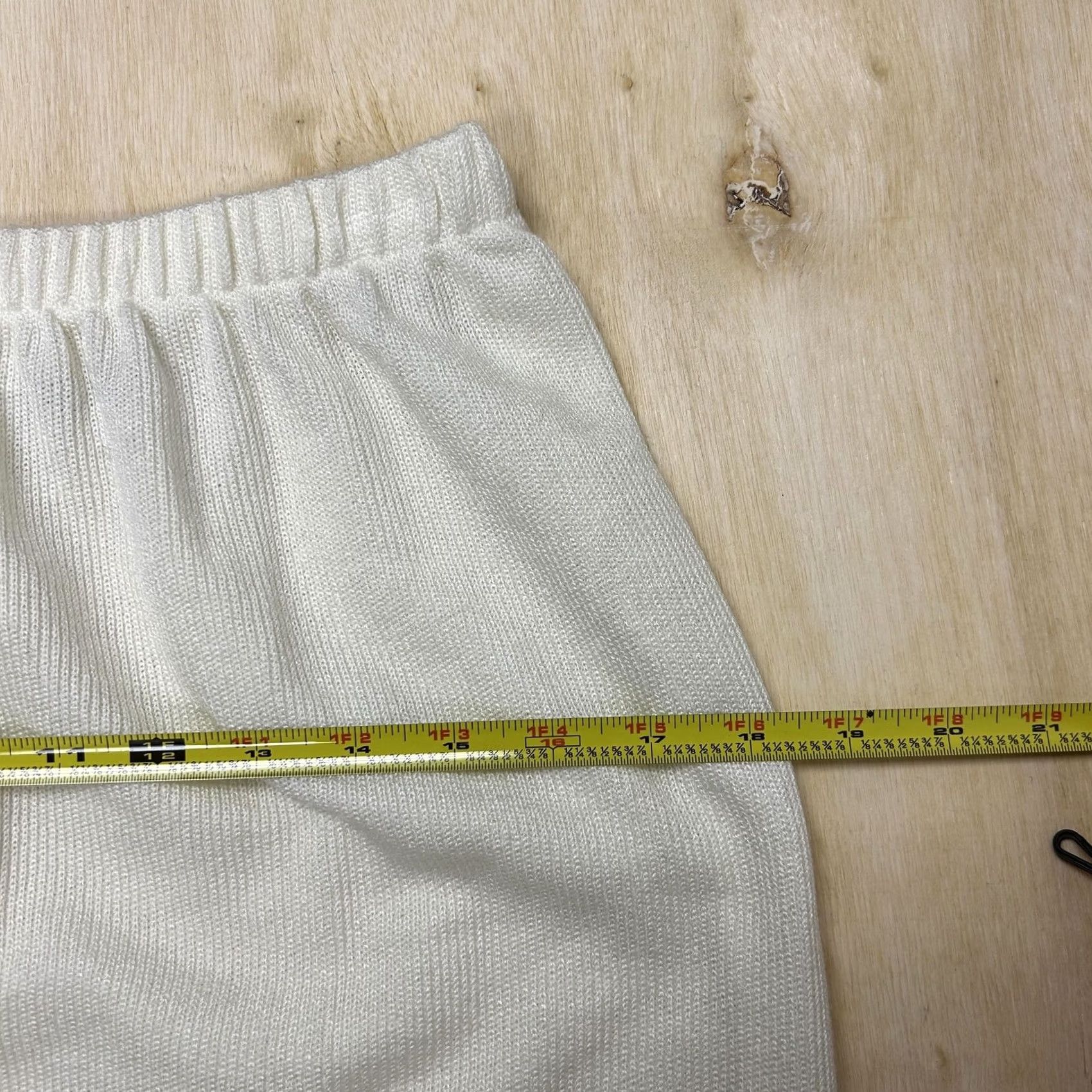 Vintage NLANI Skirt Womens Large White Solid Knit A-Line Midi Elastic Waist Size 36" / US 14 / IT 50 - 5 Thumbnail