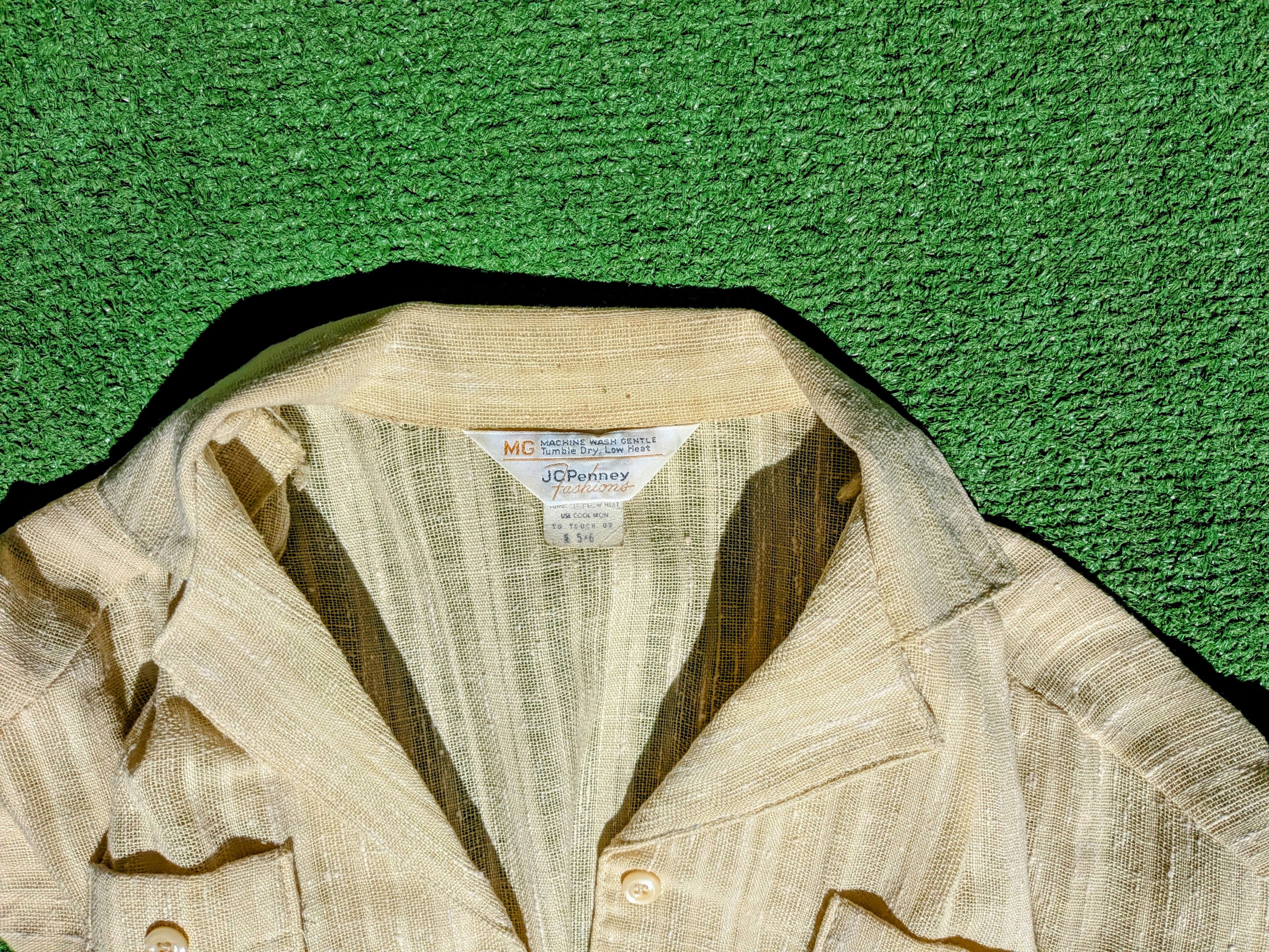 JCPenney 1970s JC Penny Vintage Linen S/S Petite Button Shirt Dress Size S / US 4 / IT 40 - 5 Thumbnail