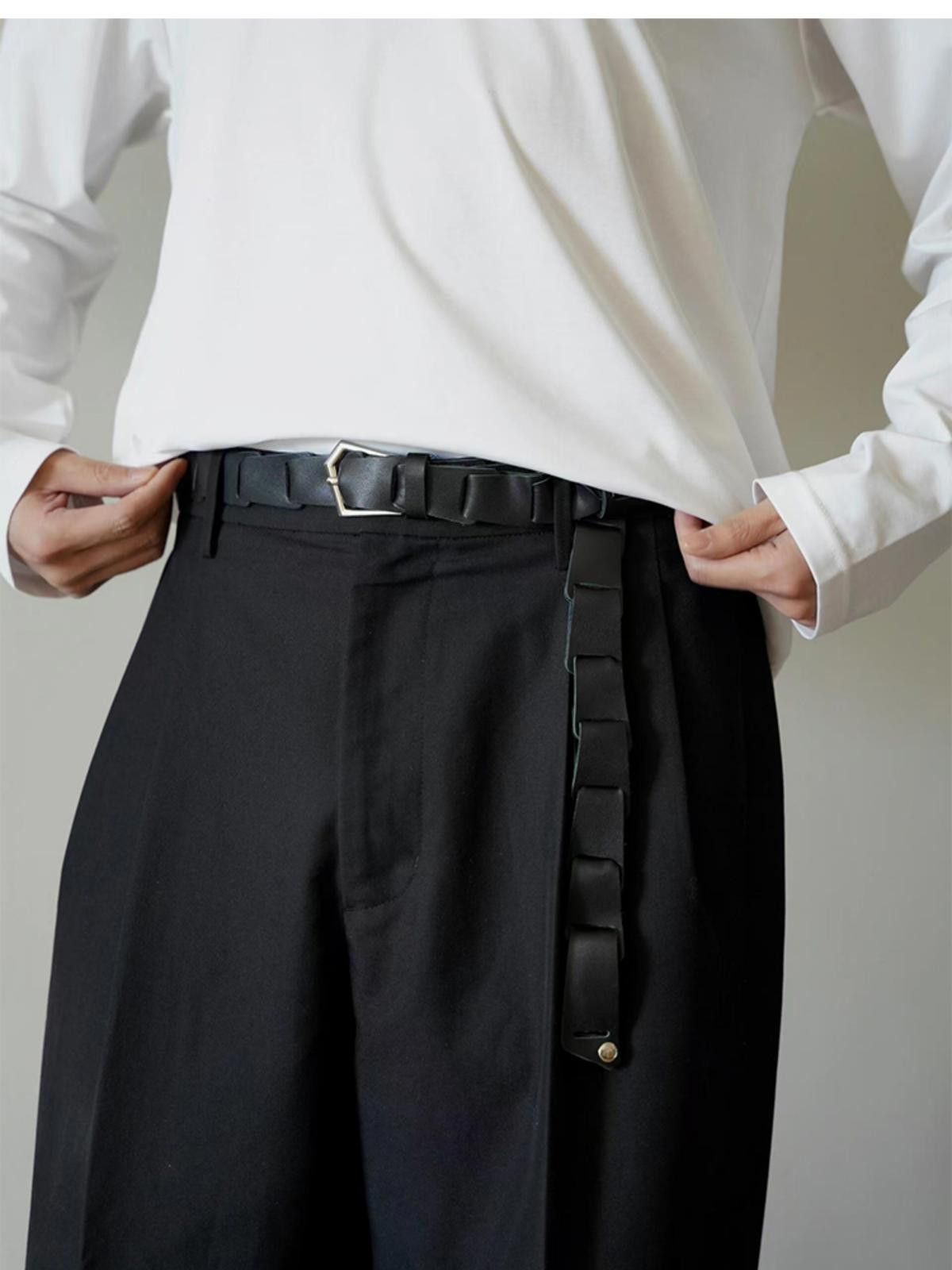 Leather Black Woven Belt with Unique Buckle Size ONE SIZE - 4 Thumbnail