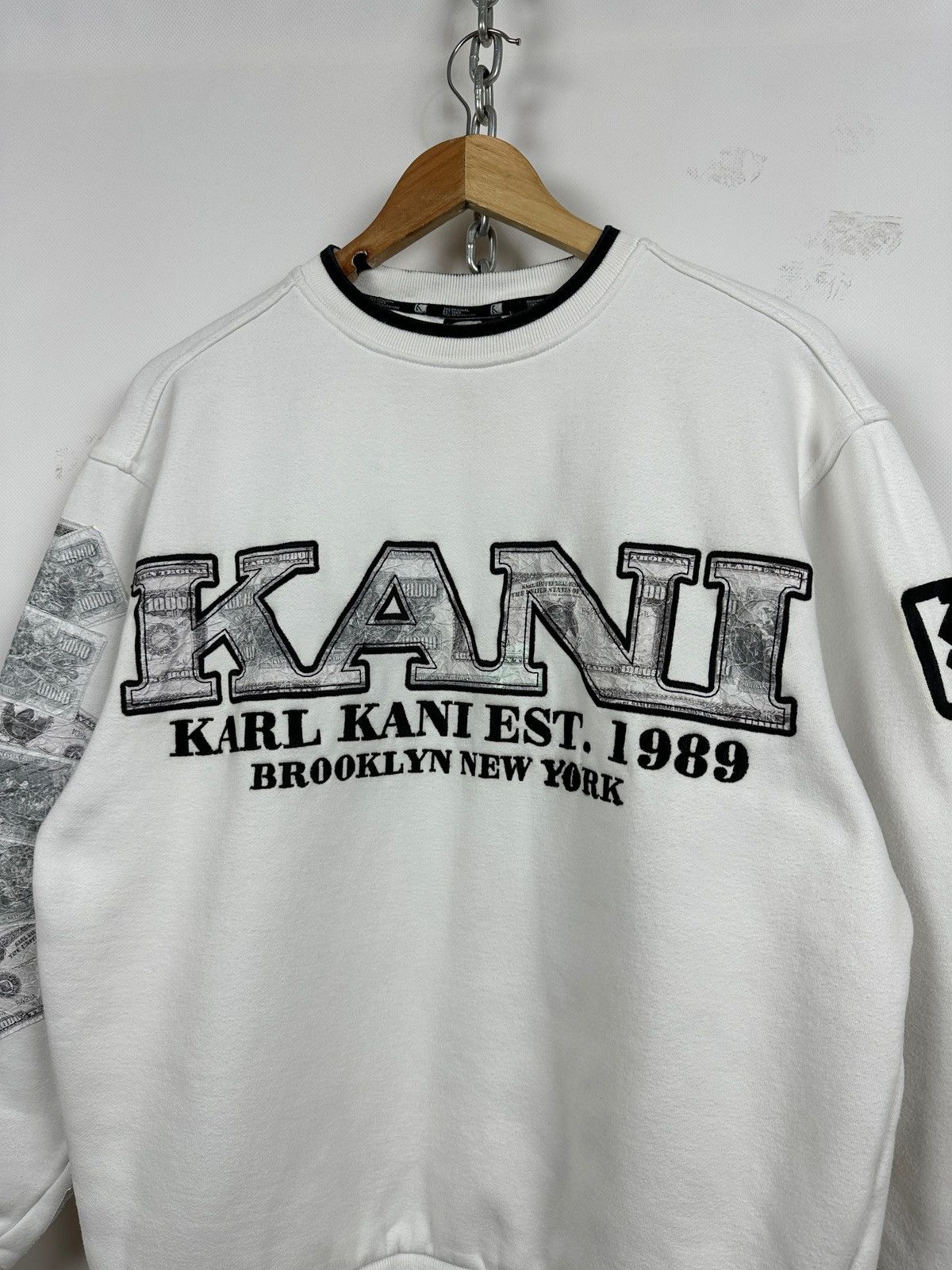 Karl Kani 90s Vintage Karl Kani Big Logo Dollar $ White Sweatshirt Size US S / EU 44-46 / 1 - 4 Thumbnail