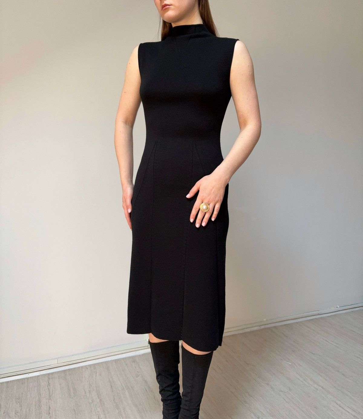 Gianfranco Ferre Gianfranco Ferre GFF Black Knit Midi Dress Merino Wool Siz M Size M / US 6-8 / IT 42-44 - 1 Thumbnail