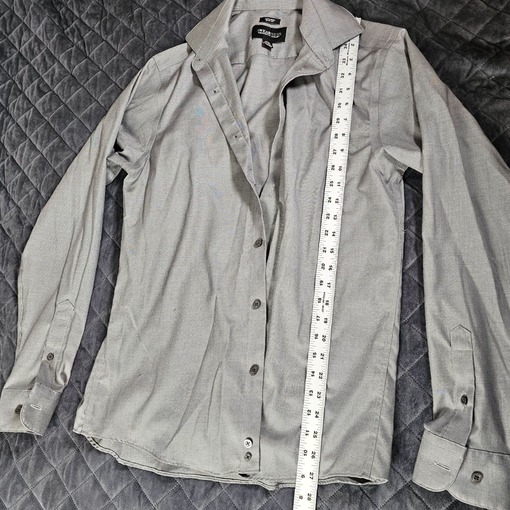 Kenneth Cole Kenneth Cole Shirt Mens 15.5 34/35 Medium Gray Cotton Dress Formal Awearness Size 42R - 4 Thumbnail
