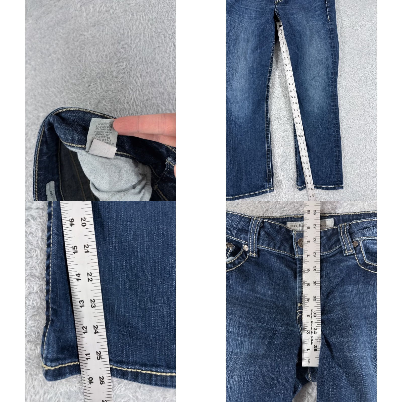 Vintage BUCKLE Womens Jeans 30 Blue Denim Dakota Straight Mid Rise Cotton Stretch 80s Retro Casual Fall Summer Women Size 30" / US 8 / IT 44 - 8 Thumbnail
