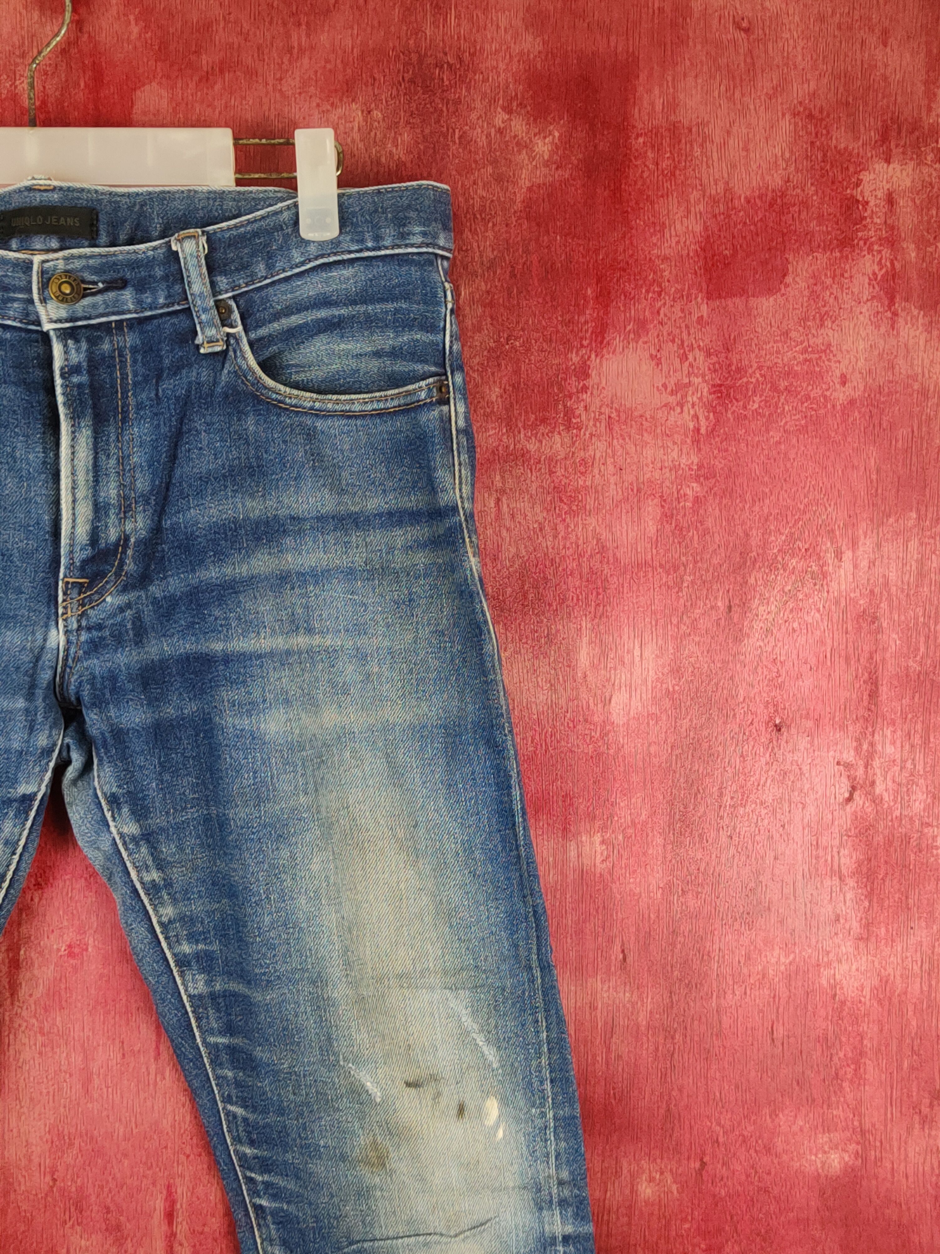 Japanese Brand Uniqlo Dark Blue Distressed Ripped Jeans #S1776 Size US 32 / EU 48 - 5 Thumbnail