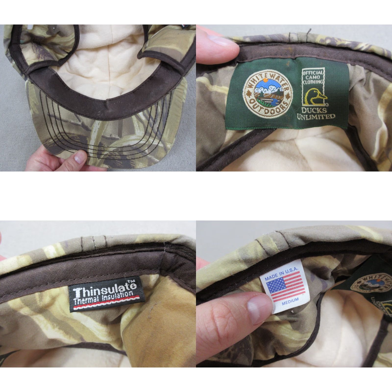 Vintage VINTAGE Ducks Unlimited Hat Cap Mens Medium Green Camo Ear Flaps Goretex USA Baseball Cap Hunting Outdoor Insulated Lined Size ONE SIZE - 8 Thumbnail