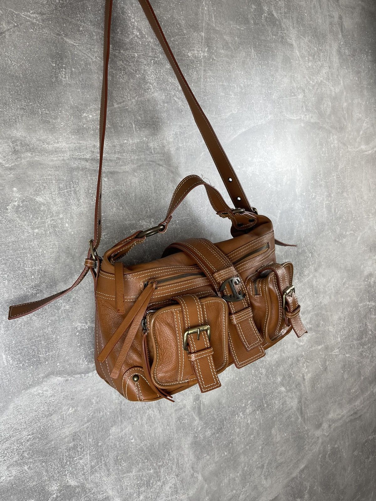 Just Cavalli × Roberto Cavalli × Vintage Just Cavalli Vintage Leather Shoulder Logo Buckle Bag Size ONE SIZE - 3 Thumbnail