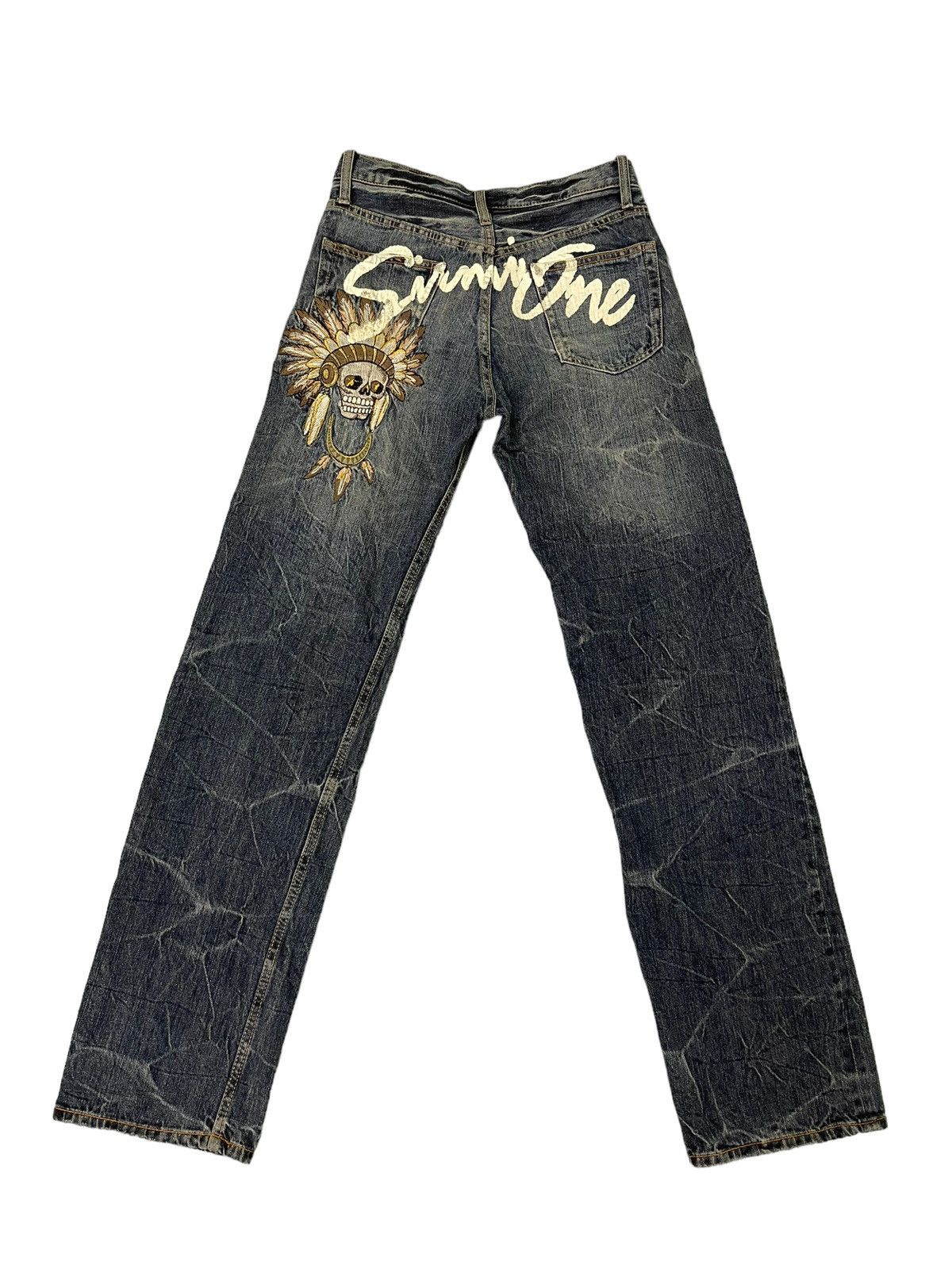 Japanese Brand Faded Jeans Sirmione Distress Regular Straight 8🟦0 Size US 29 - 2 Thumbnail