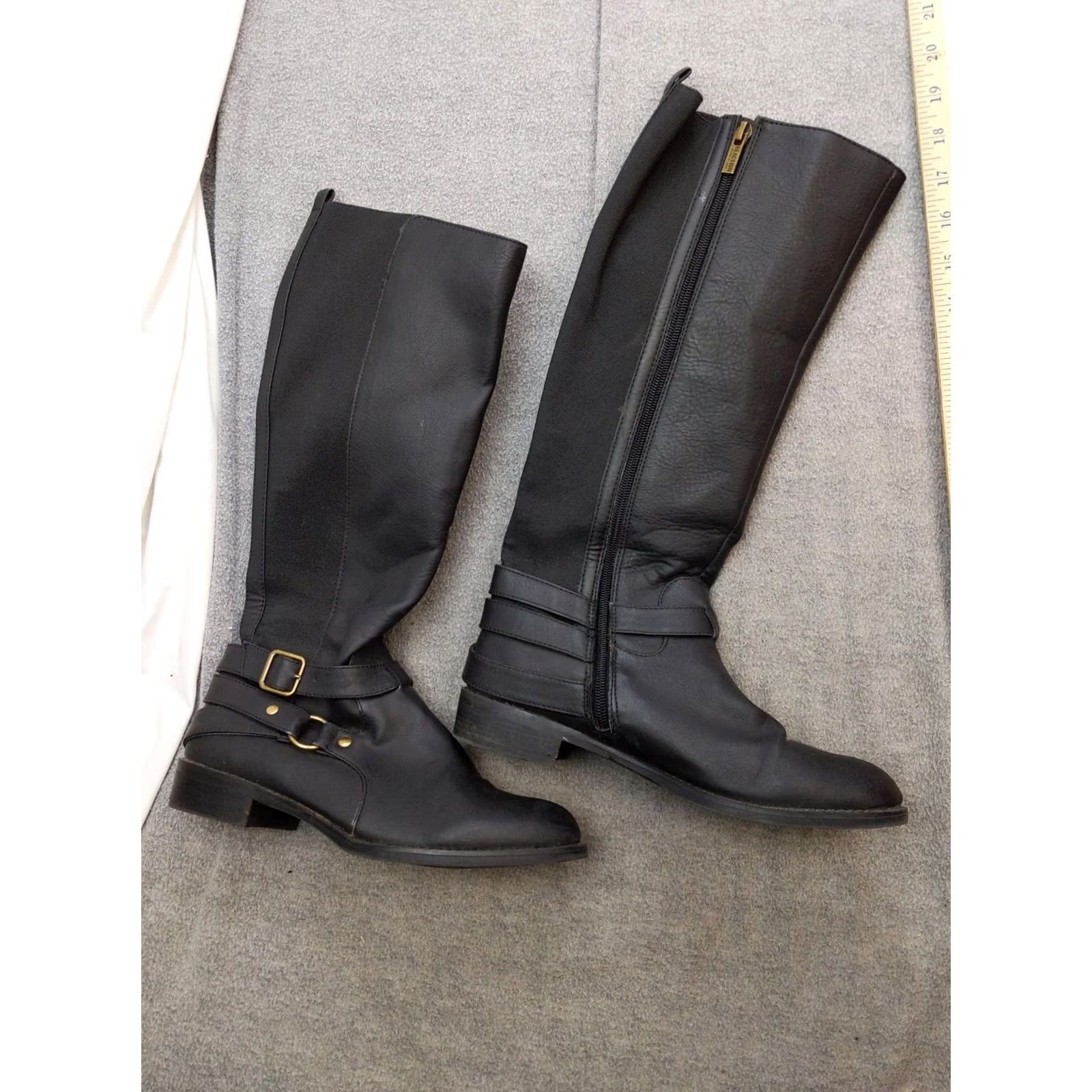 Kenneth Cole Kenneth Cole Reaction Riding Boots Womens Size 9 Black Knee High Buckle Zip Size US 9 / IT 39 - 2 Thumbnail