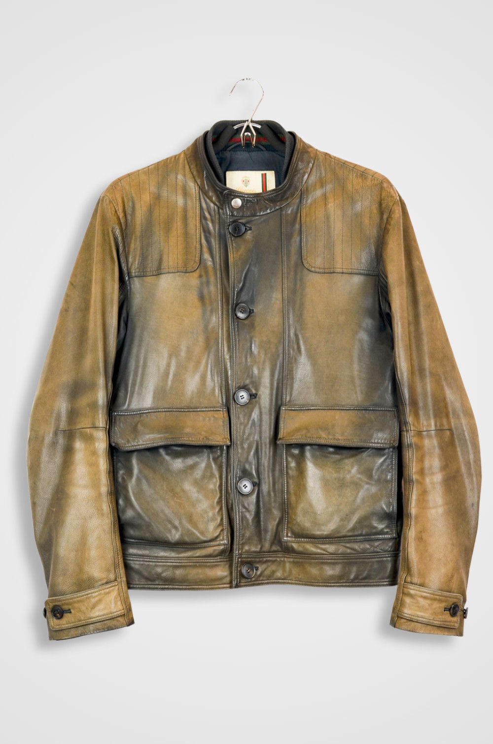 Gucci Gucci Vintage Distressed Leather Field Jacket – Size 50 Size US M / EU 48-50 / 2 - 1 Thumbnail