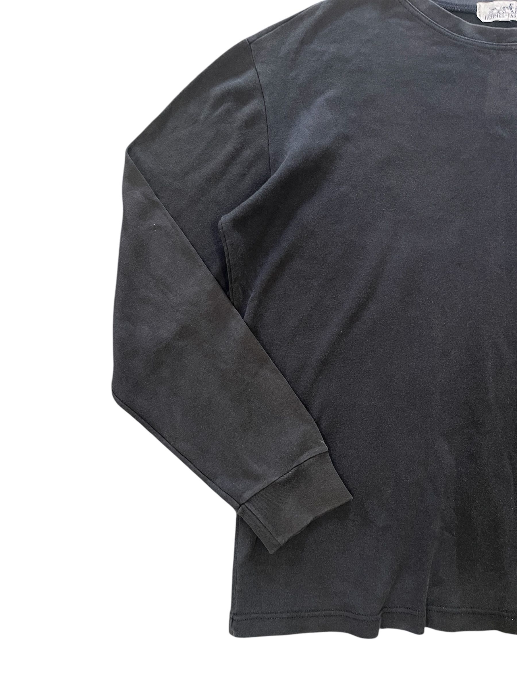 Hermes Vintage 90s Hermes Long Sleeve Black Minor Faded of the Day Size S / US 4 / IT 40 - 6 Thumbnail