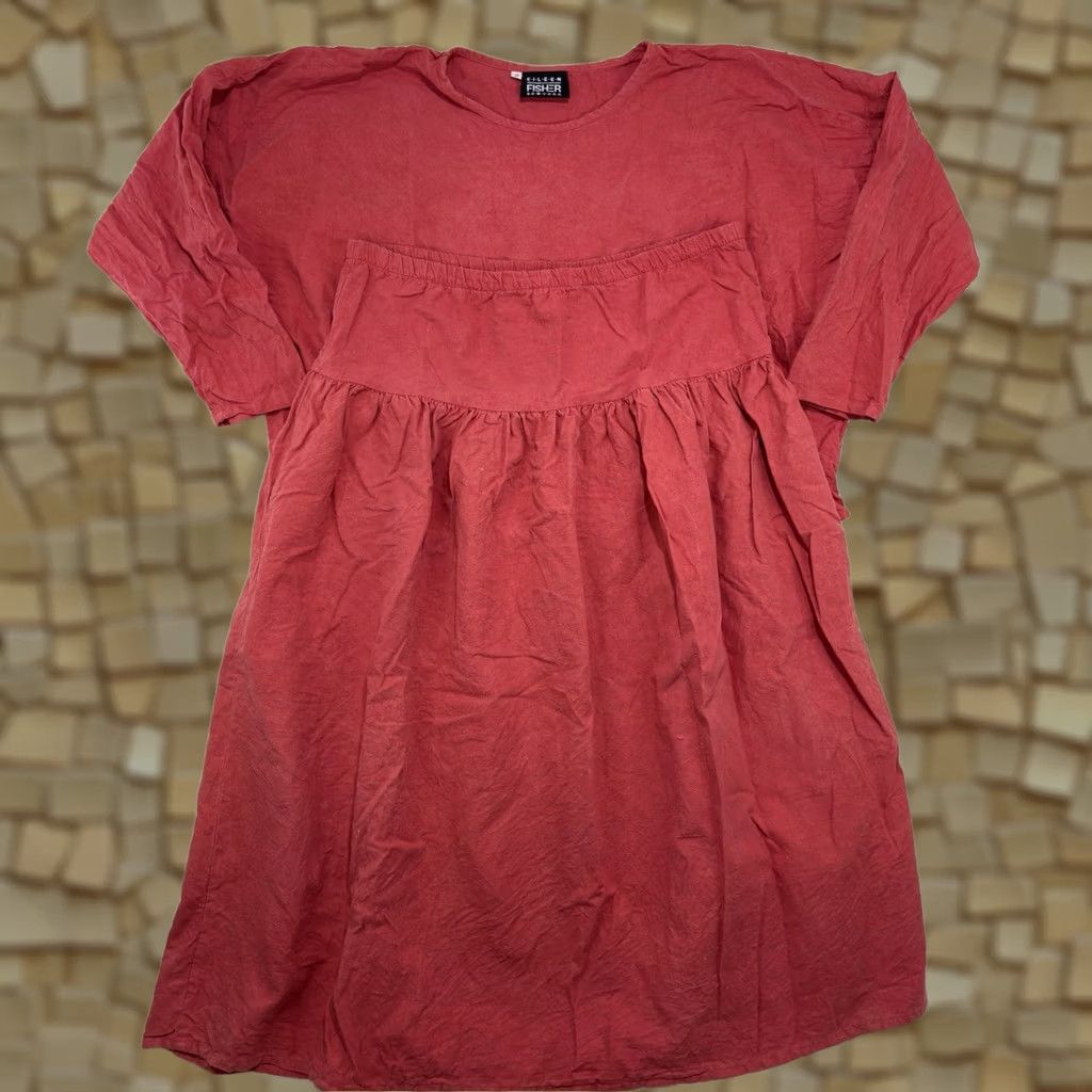 Eileen Fisher VINTAGE Eileen Fisher 100% Silk Blouse & Skirt Set 2pc Berry Salmon Size 2 READ boost Size XS / US 0-2 / IT 36-38 - 1 Thumbnail
